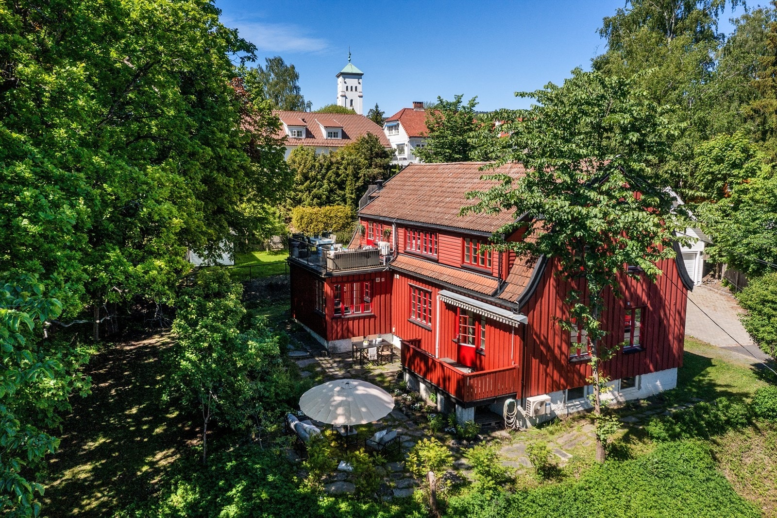 Vinderen/Ris, hel tomannsbolig med moderniseringsbehov. Byggeår 1929. Idyllisk have/tomt, noe trafikkstøy fra Ring 3. Galleribilde