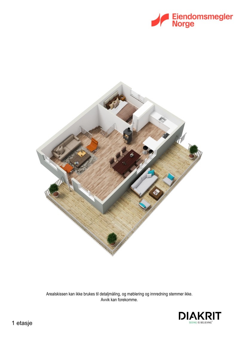 Plantegning 3D - 1. etasje. Galleribilde