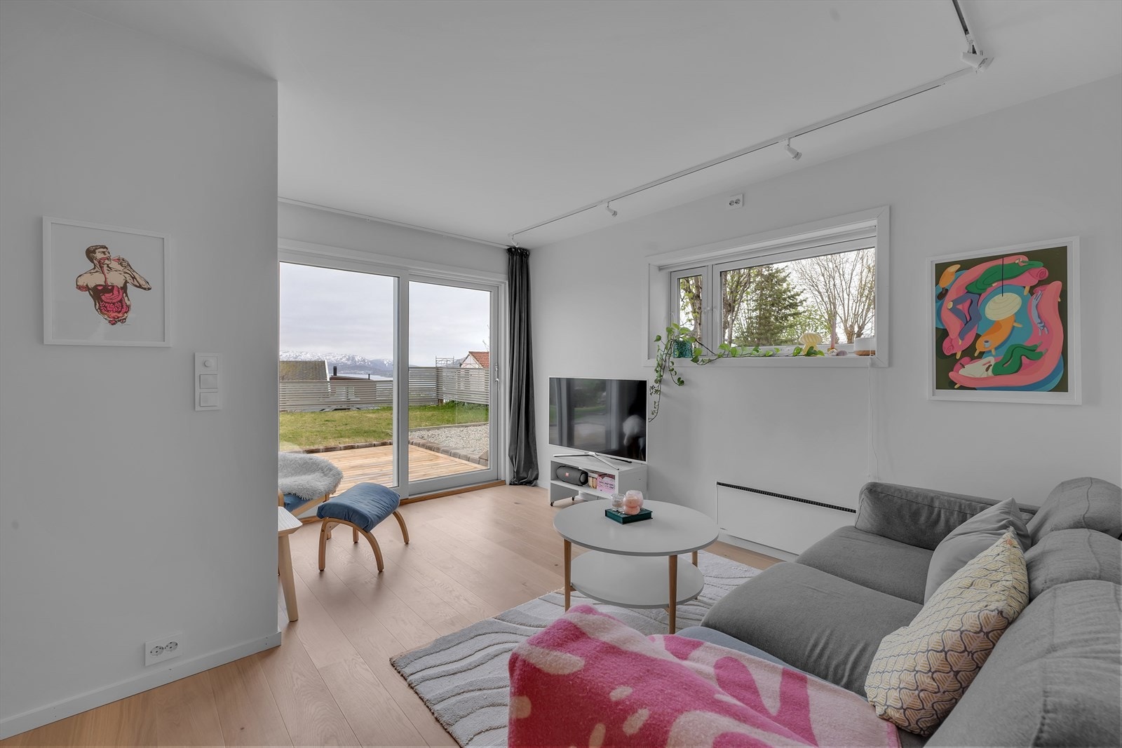 Stue utleieleilighet - Skyvedør ut til markterrasse Galleribilde