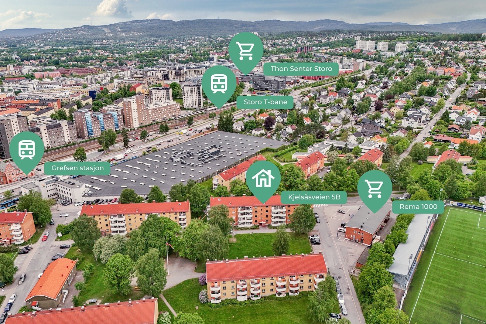 Leiligheten har en svært ettertraktet og rolig beliggenhet i det attraktive Disen-området. Galleribilde