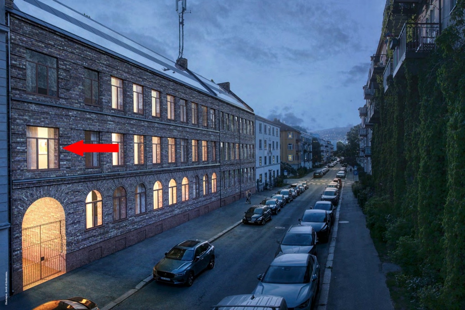 Leiligheten ligger i en høy andre etasje. Galleribilde