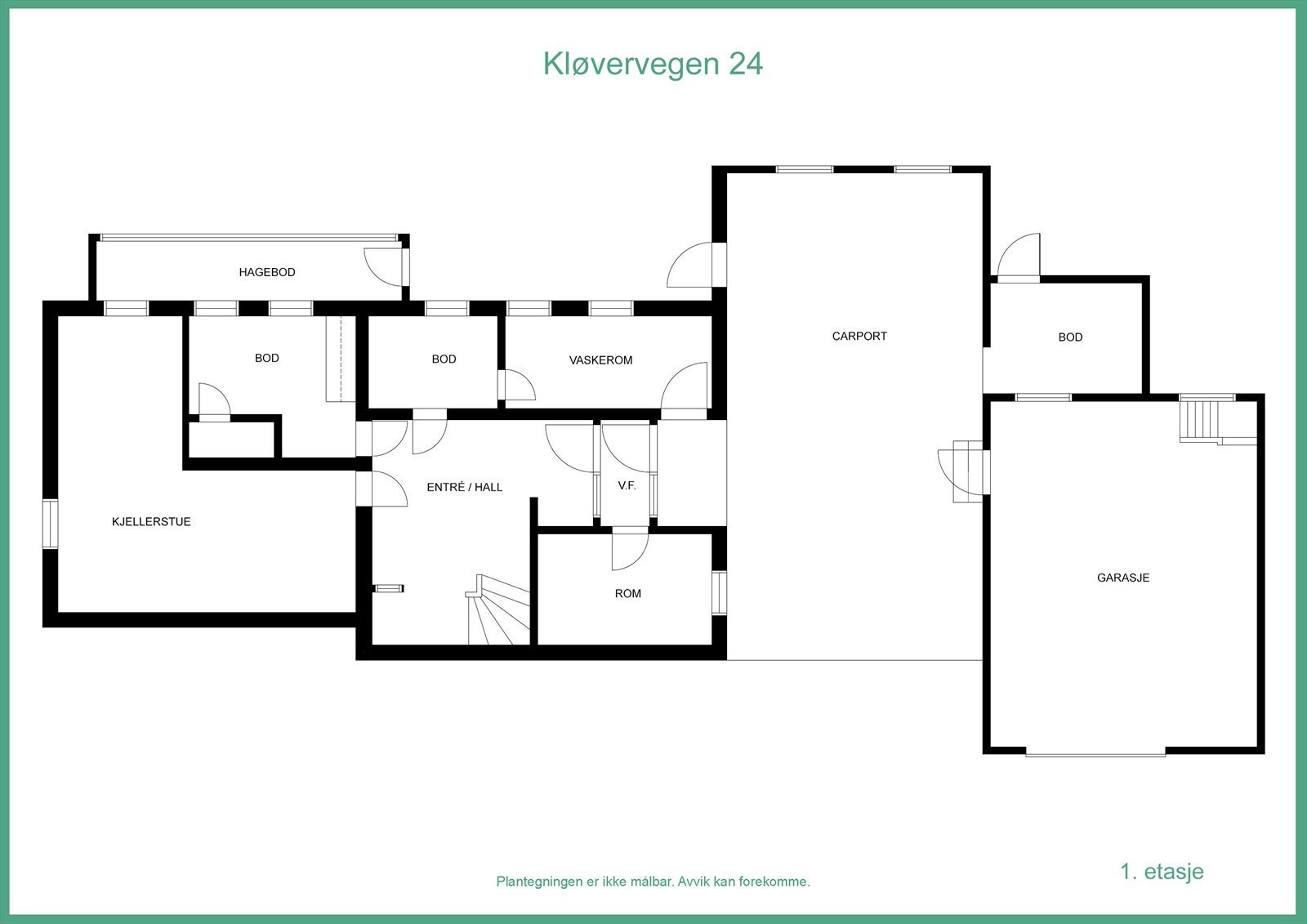 Plantegning (etasjen er ikke godkjent for varig opphold (rom, disp vaskerom, brensel, bod m.m) Galleribilde