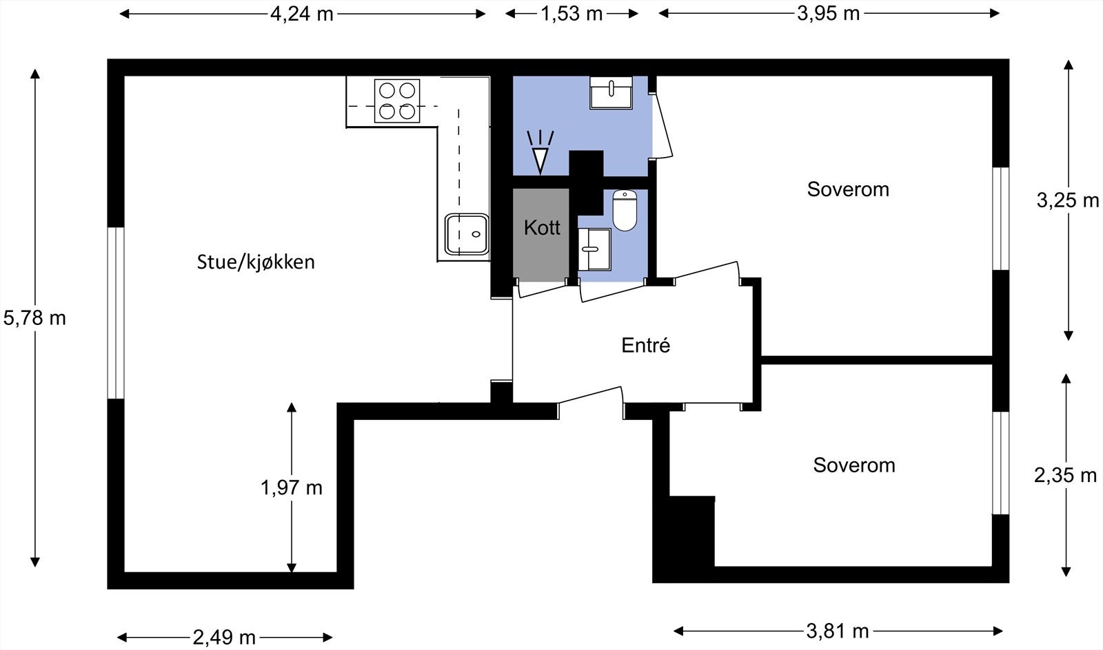 Alternativ planløsning. Det tas forbehold om at endringen eventuelt må godkjennes av styret evt. plan og bygg. Det er andre i borettslaget som har utført denne endringen. Galleribilde