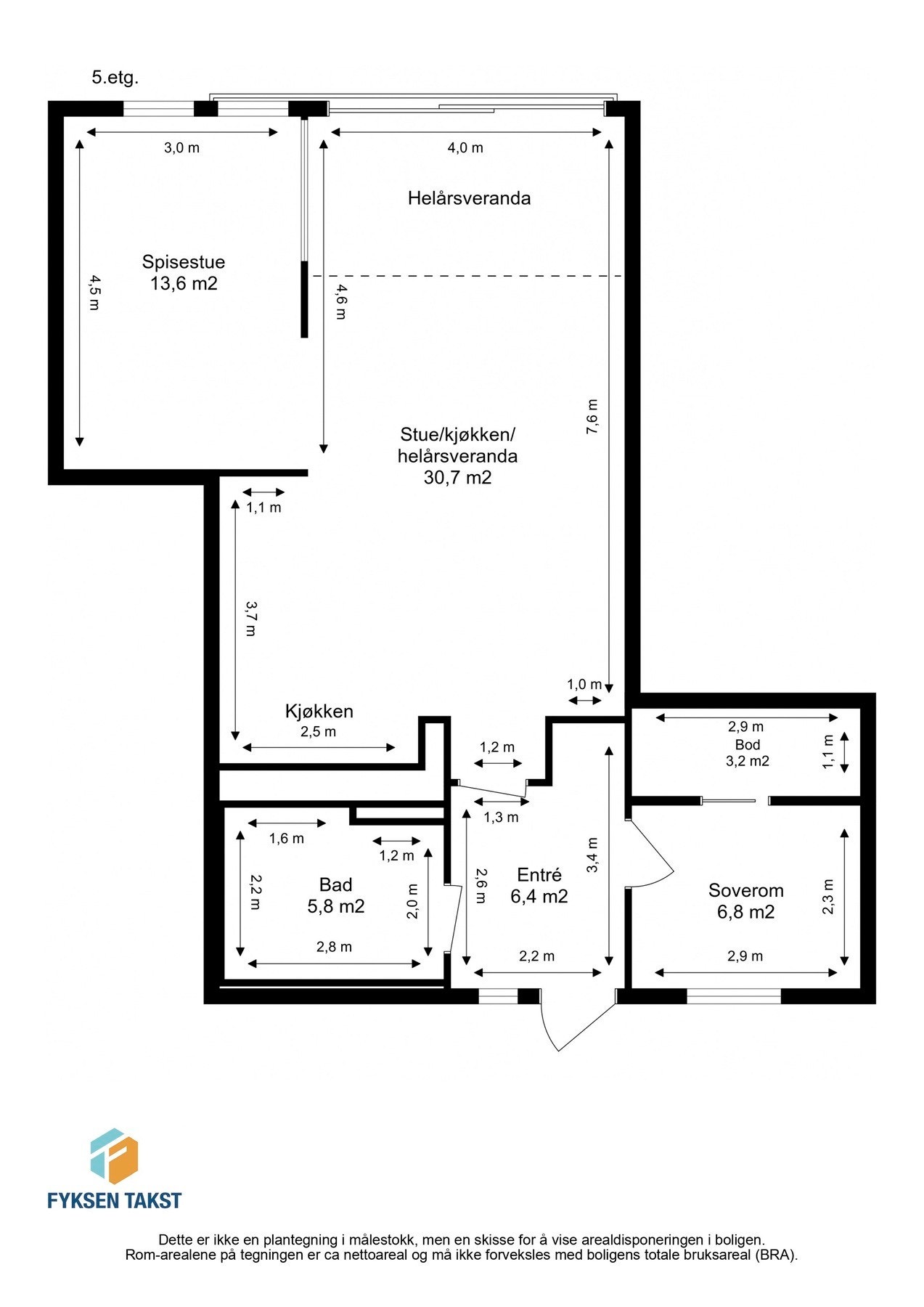 Målsatt planskisse. Galleribilde