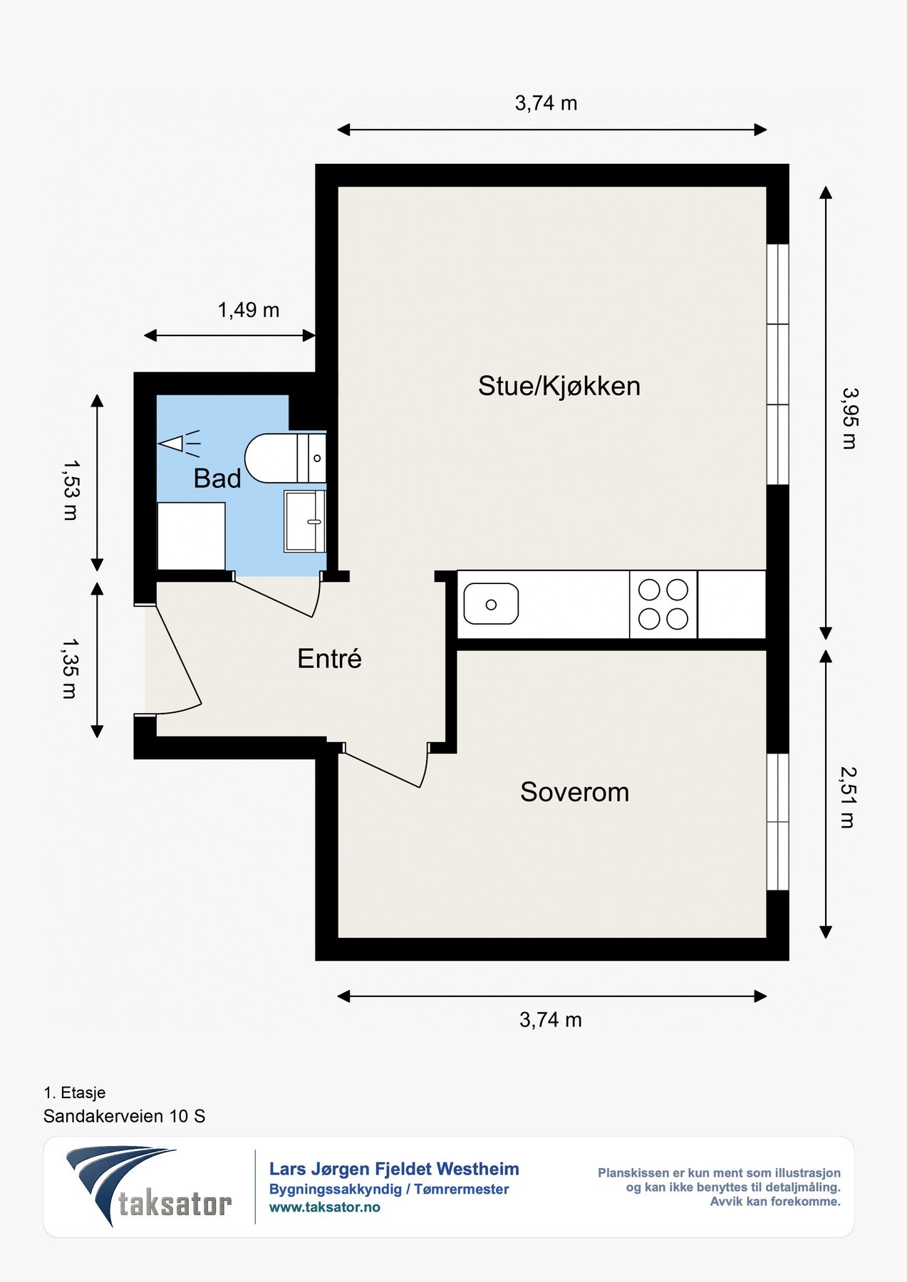Plantegning med mål. Galleribilde