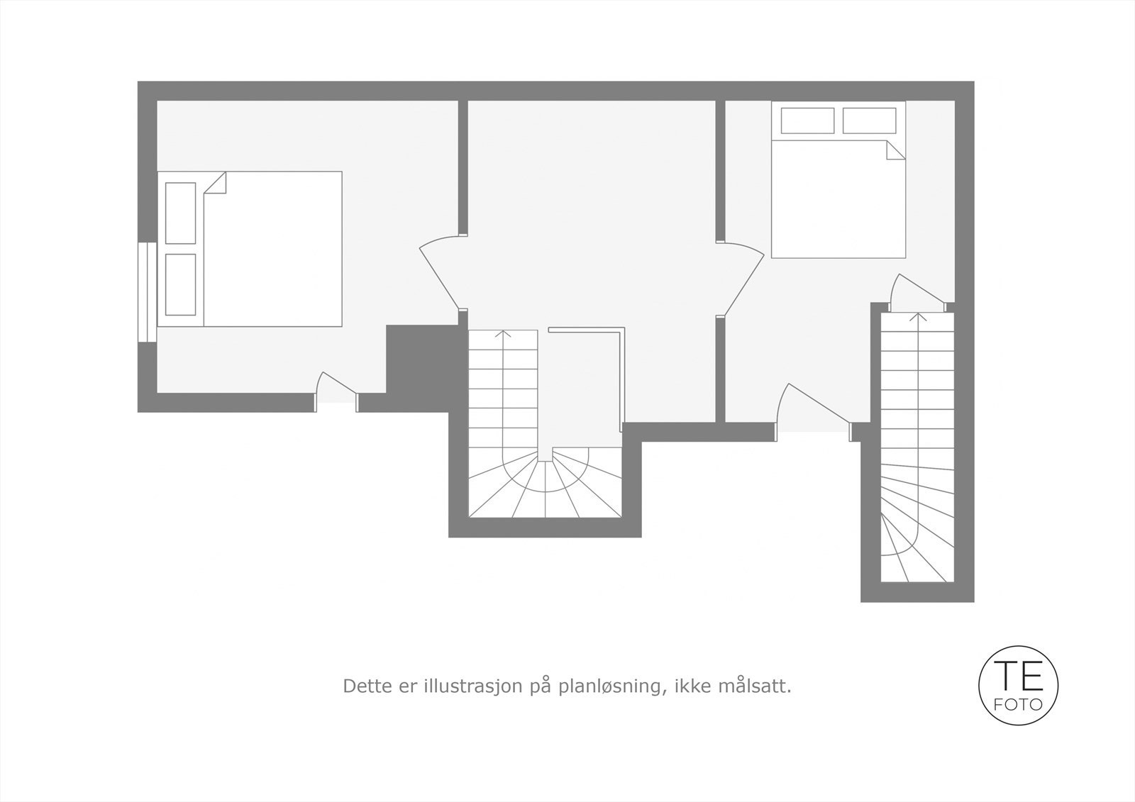 Loftsetasjen er innredet med en loftsstue og to soverom. Galleribilde
