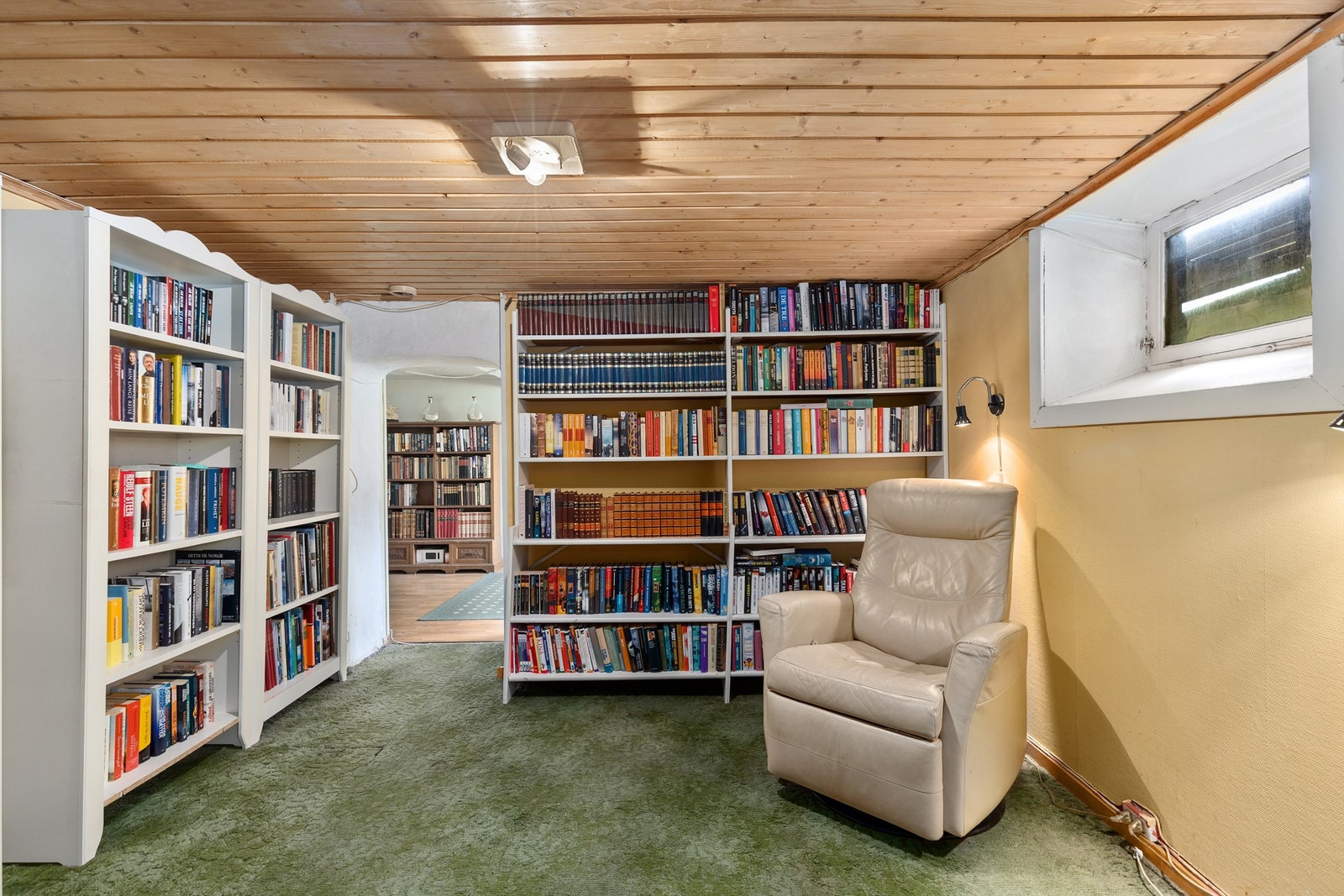Dette kjellerrommet har eier benyttet som bibliotek Galleribilde