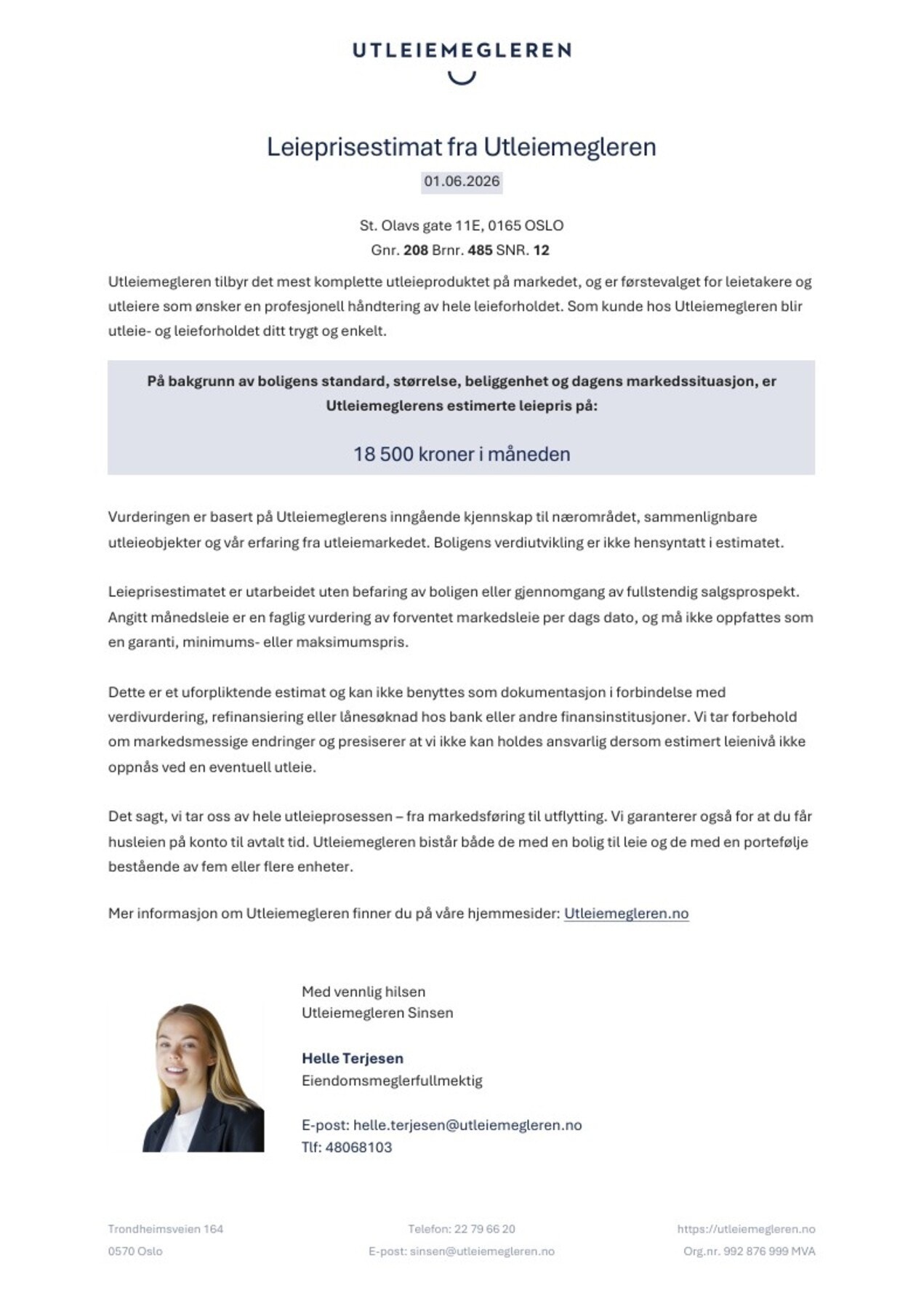 Utleiemeglerens vurdering Galleribilde
