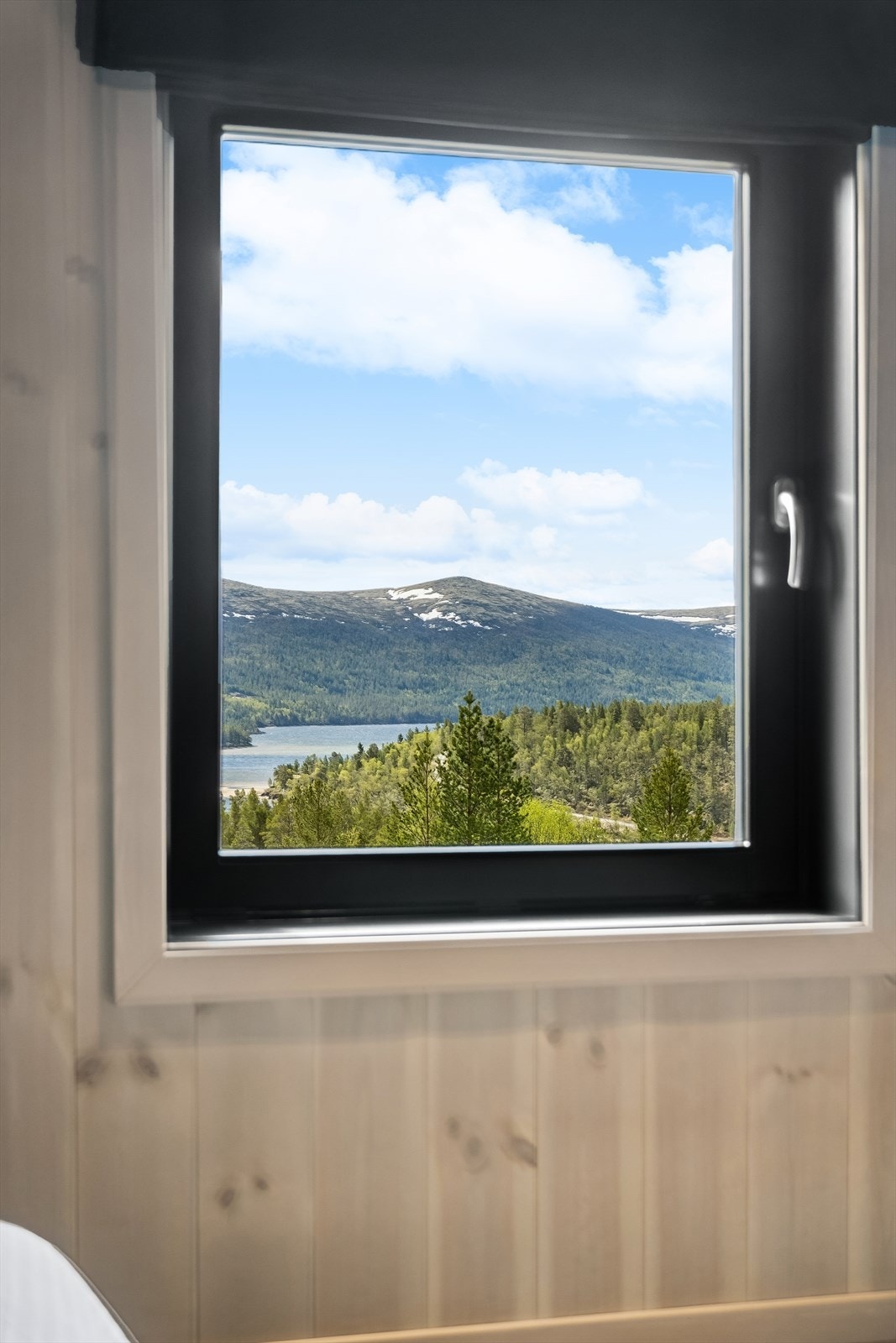Vinduer med 3-lags glass fra 2021 rammer inn utsikten. Galleribilde