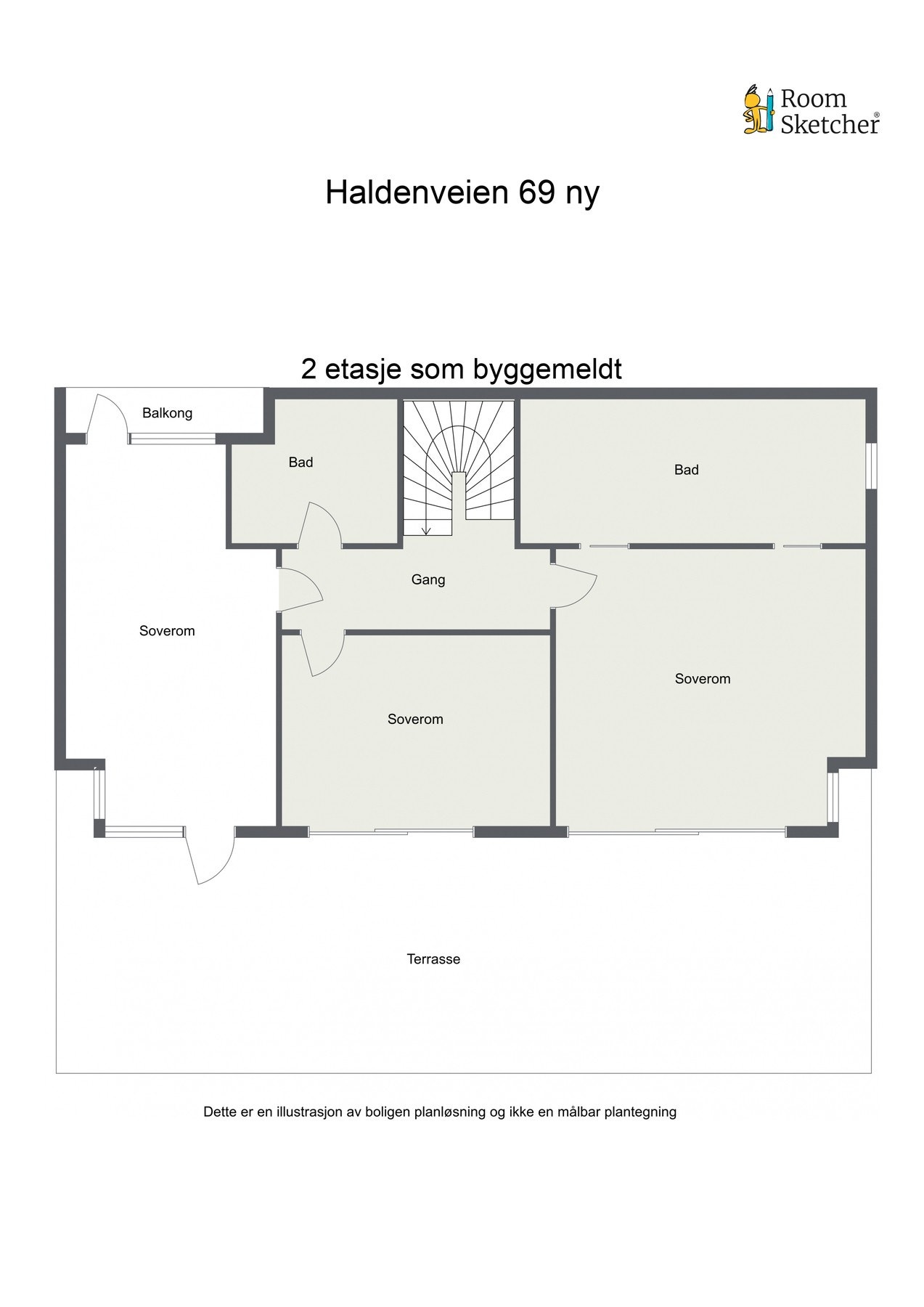 Plantegning 2.etasje (byggemeldt som). Galleribilde