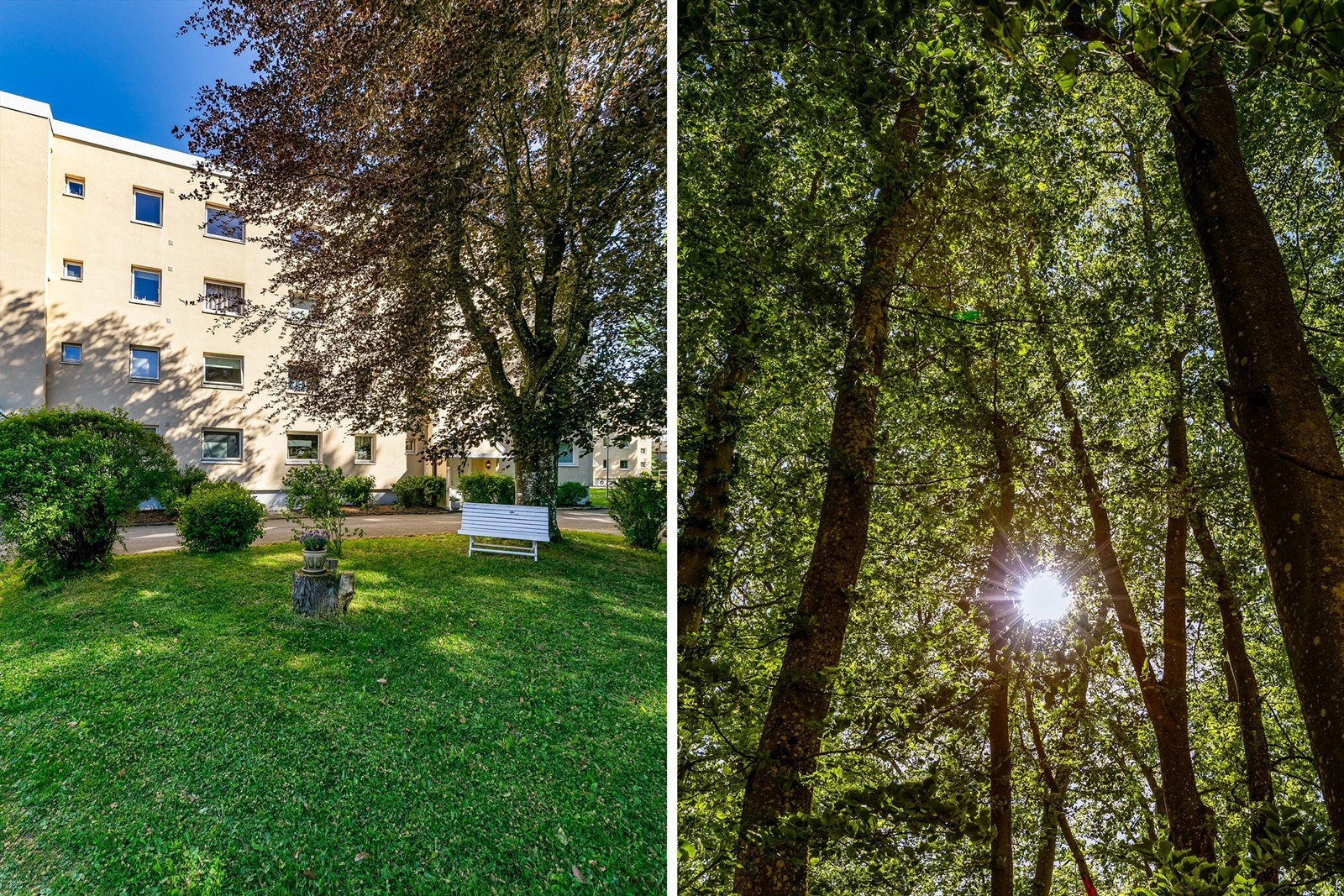 På borettslagets område finnes store, parkmessige grøntområder med sittegrupper og lekeplasser som kan benyttes av beboerne. Galleribilde