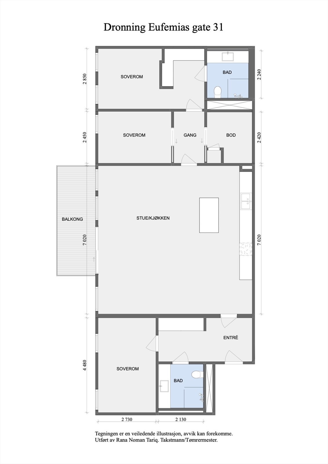 Planskisse. Leiligheten disponerer 1 sportbod i kjeller på 5kvm. Galleribilde