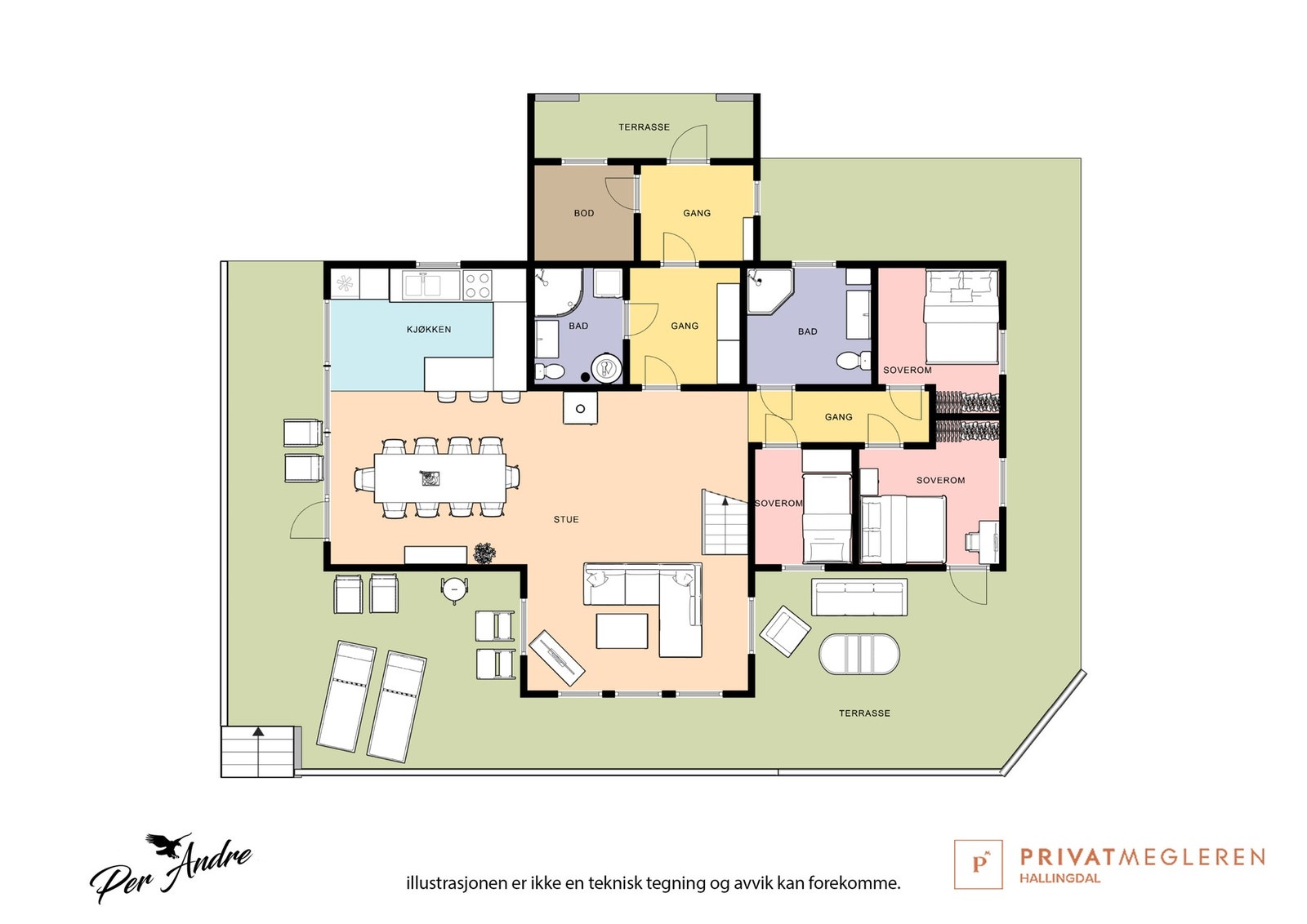 Plantegning av hyttas hovedetasje. Galleribilde