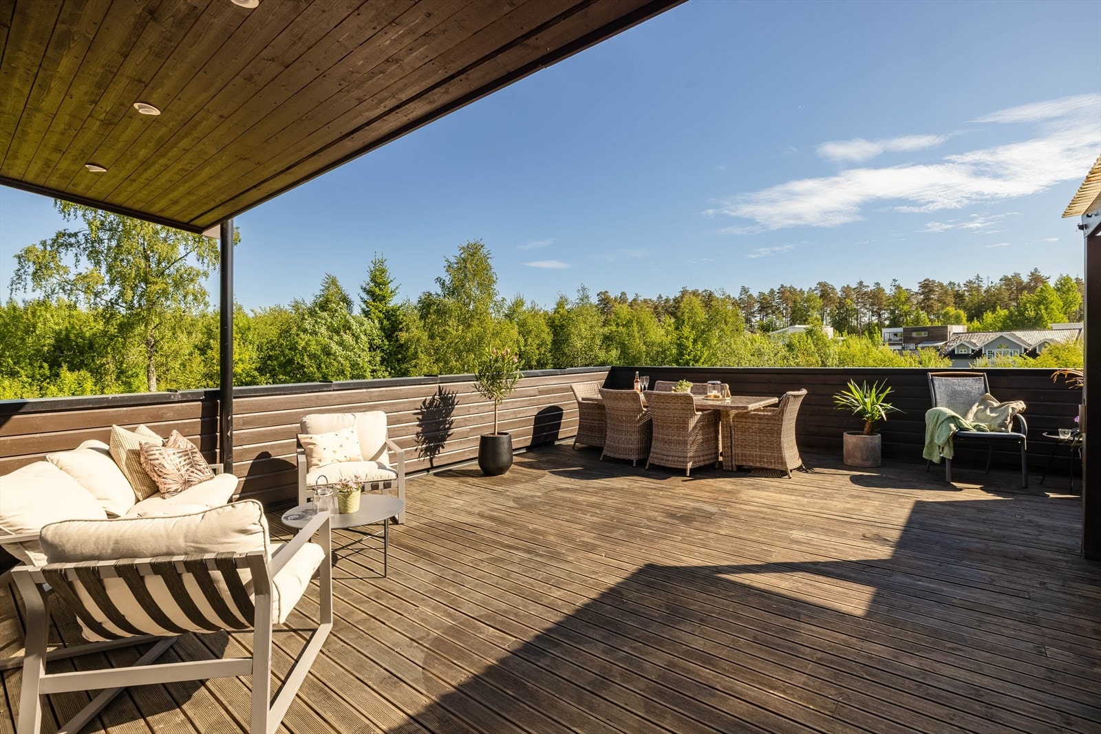 Takterrassen har sol fra morgentimene og helt frem til ca. kl. 21:30, noe som gir gode muligheter for å nyte lange sommerkvelder. Galleribilde