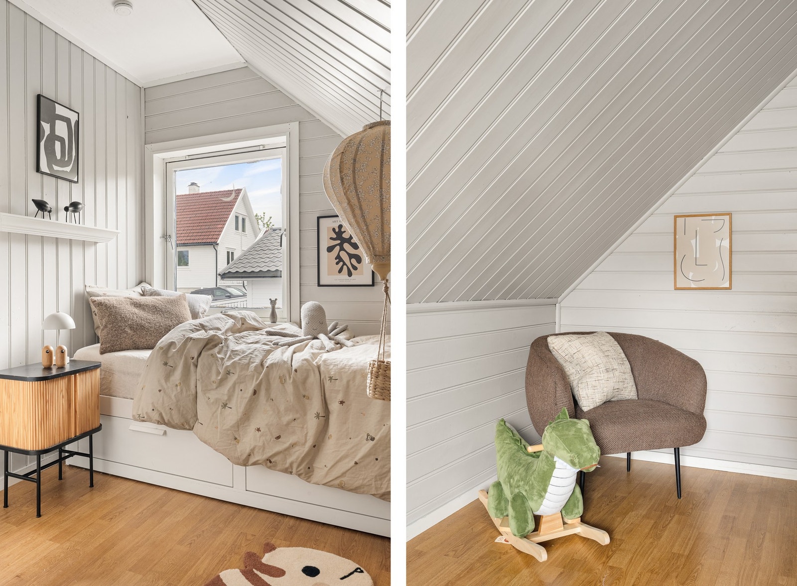 God plass til innredning av seng, garderobe og tilhørende møblement. Galleribilde