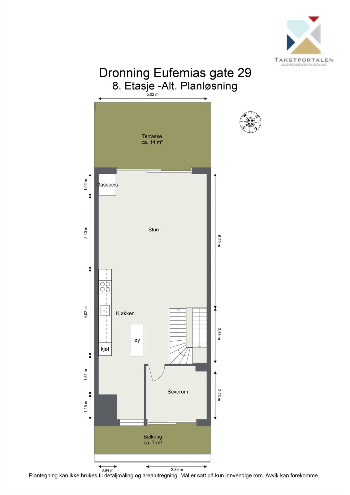 8. etasje: Alternativ plantegning med et tredje soverom. Galleribilde