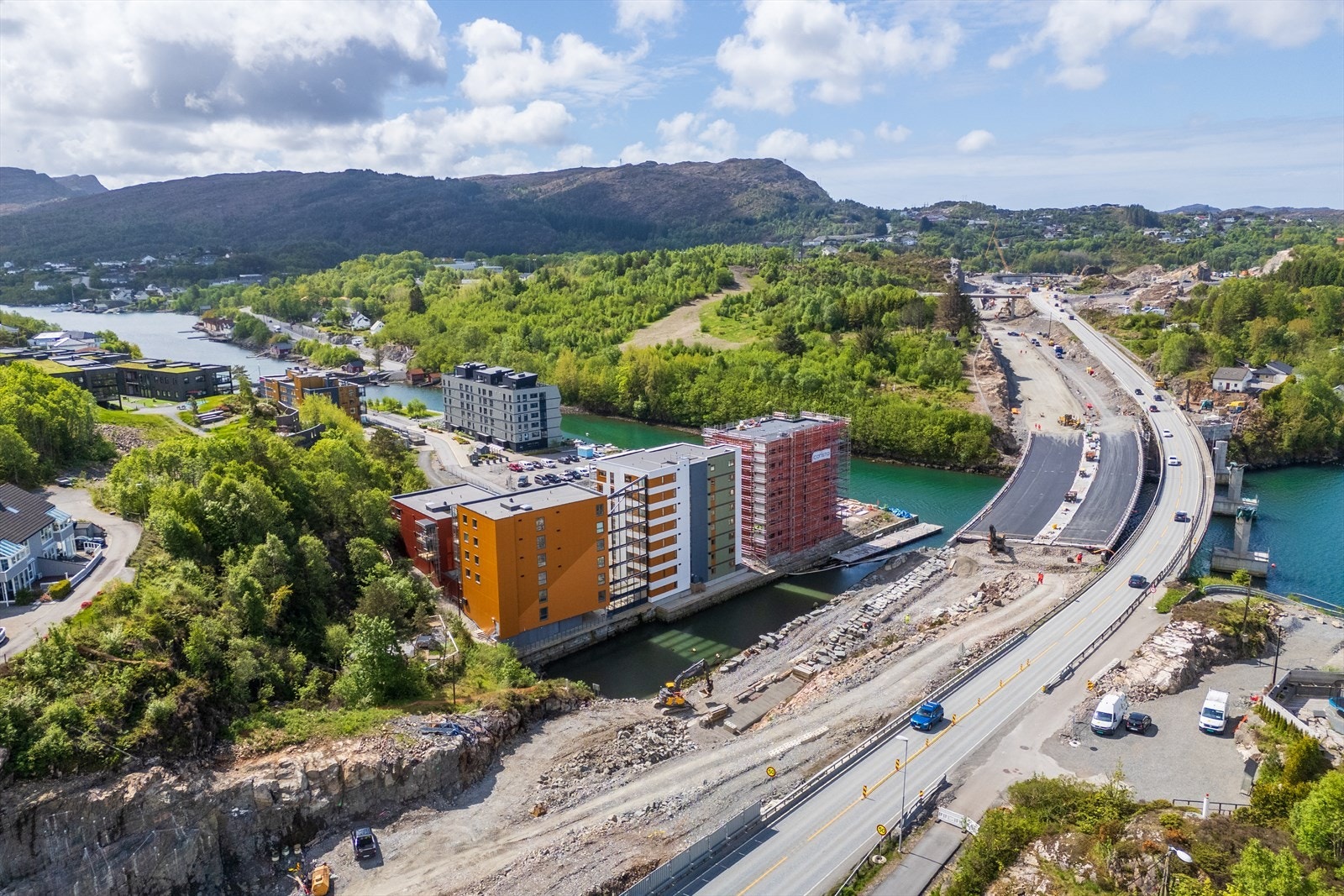 Dronefoto over området. Galleribilde