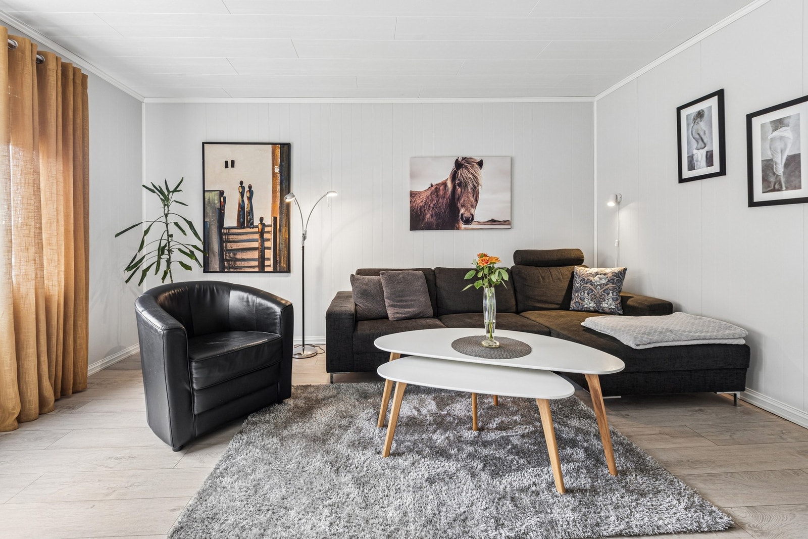 Lys stue med gode møbleringsmuligheter Galleribilde