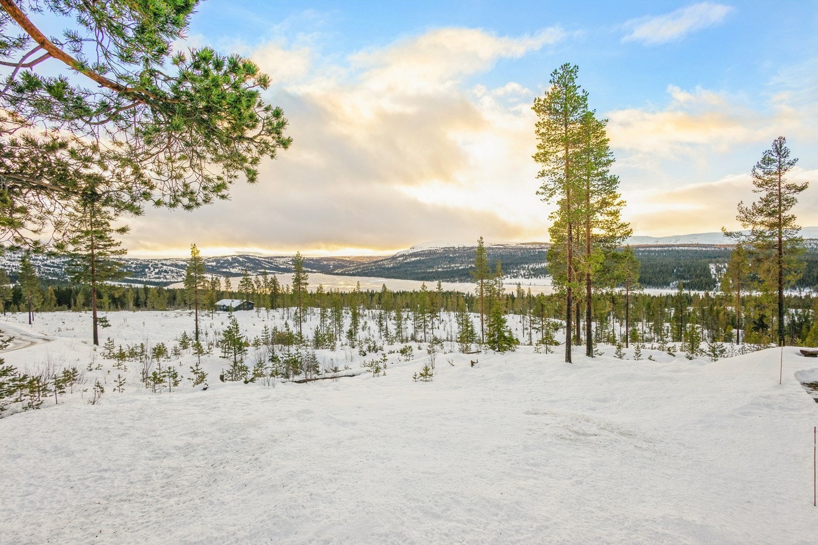 Fra eiendommen har man en åpen og uforstyrret utsikt over det omkringliggende landskapet. Galleribilde
