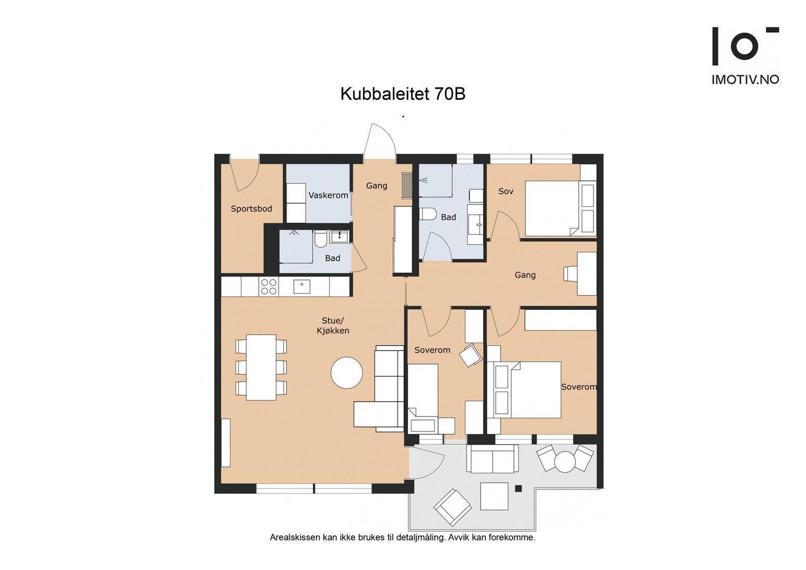 Planskisse. Leiligheten har trappefri adkomst direkte fra gateplan. Areal BRA- i: 102 m² Galleribilde