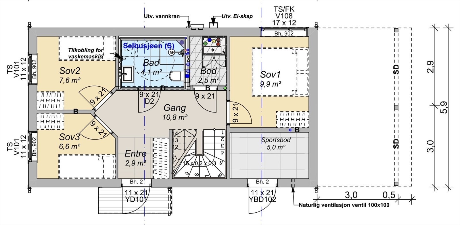 Plantegning fra ABChus. - 1. etasje. Galleribilde