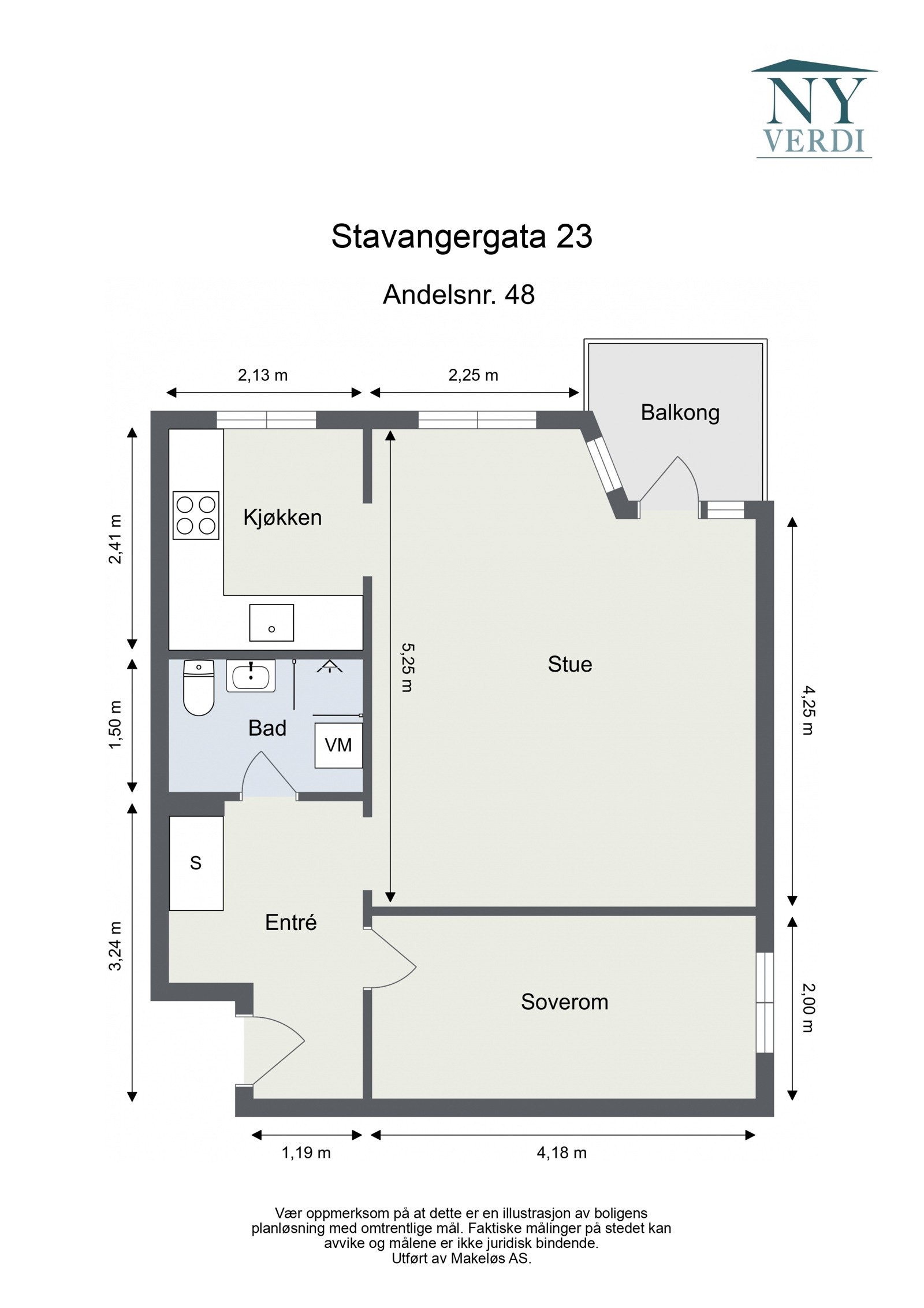 Plantegning 6. etasje med heis. I tillegg disponerer leiligheten en loftsbod på ca. 1m². Galleribilde