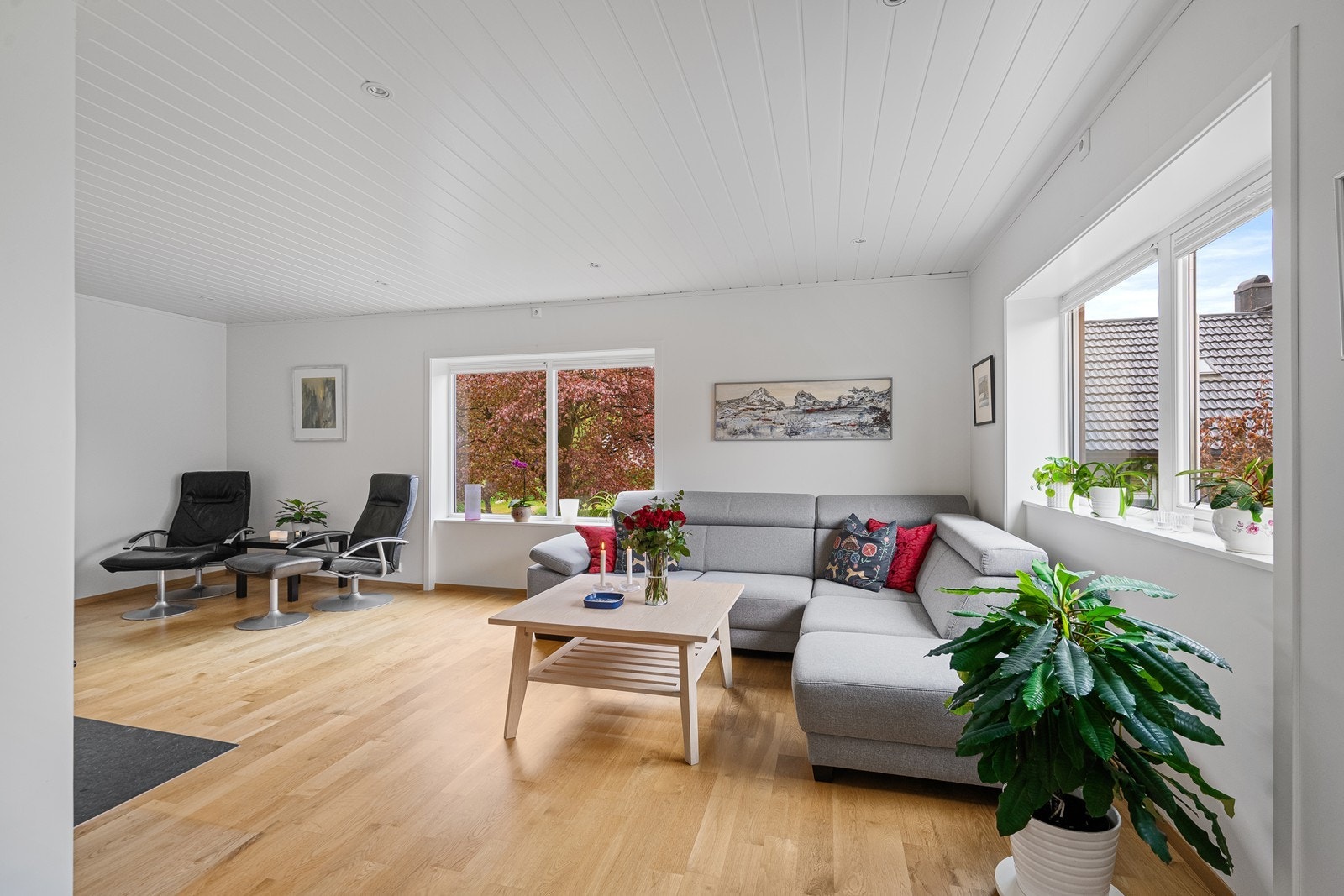 Her er det god plass til både sofagruppe og øvrig møblement. Galleribilde