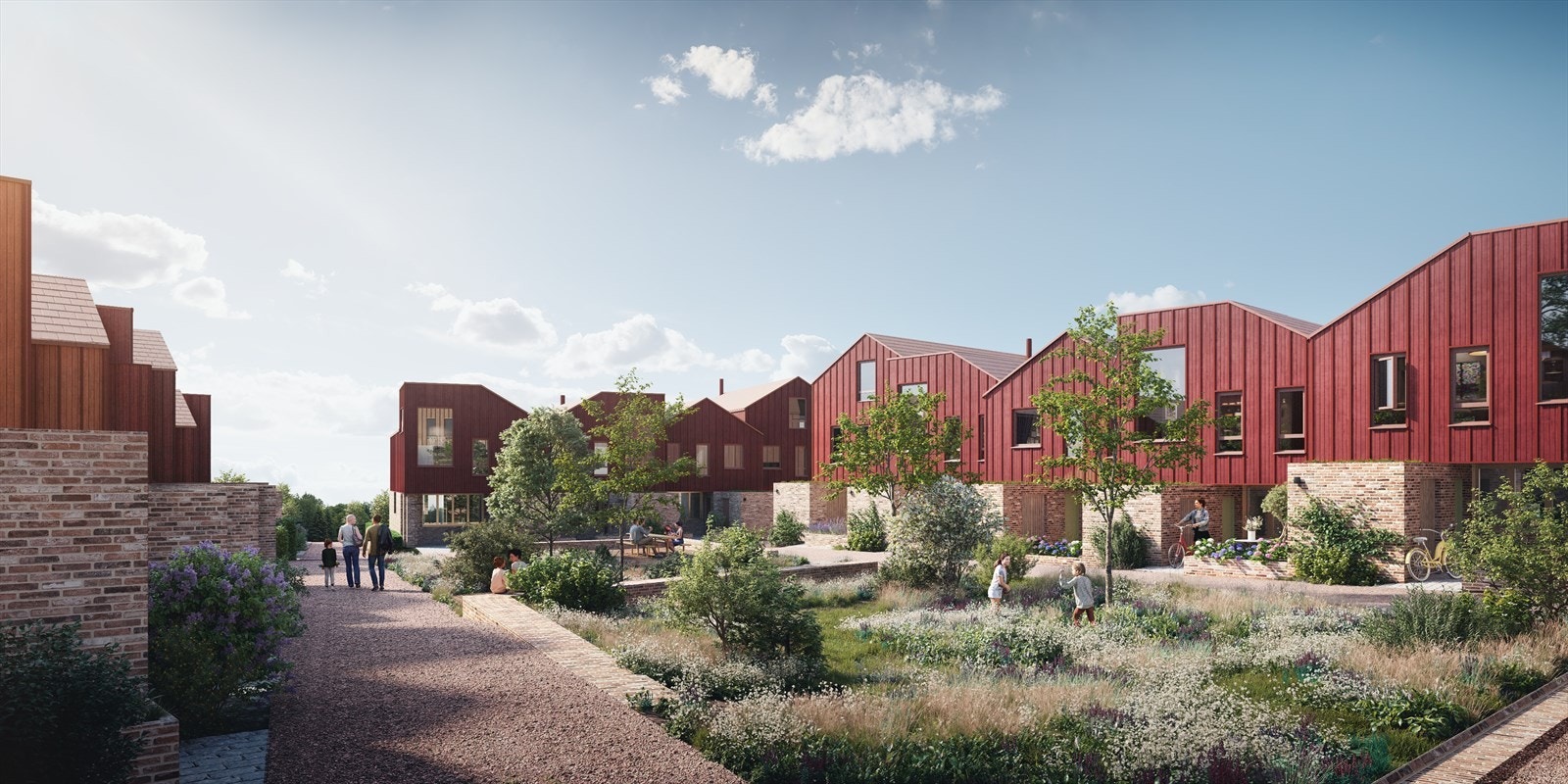 Hus 22 ligger midt på tomten, grensende mot grønne fellesareal, og med direkte adkomst fra garasjeanlegget Galleribilde