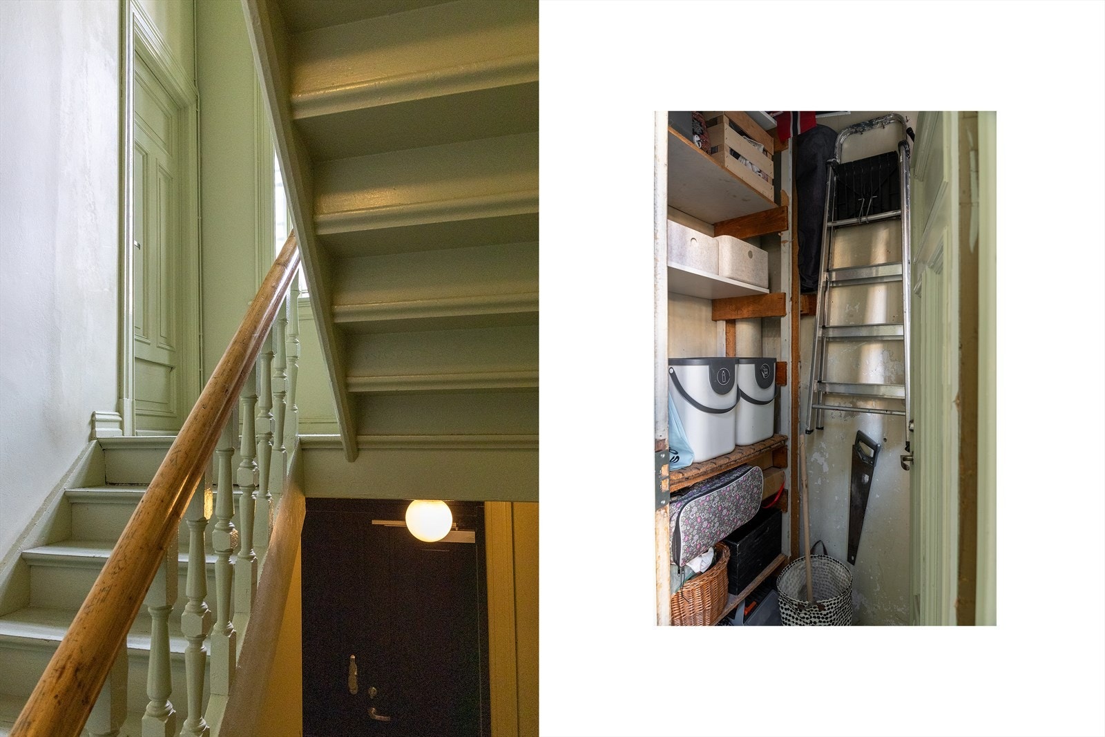 Leiligheten har en bakdør med adkomst til praktisk kjøkkenbod på ca. 1,1m² og adkomst til bakgården. I tillegg disponerer leiligheten to boder på totalt 17m². Galleribilde