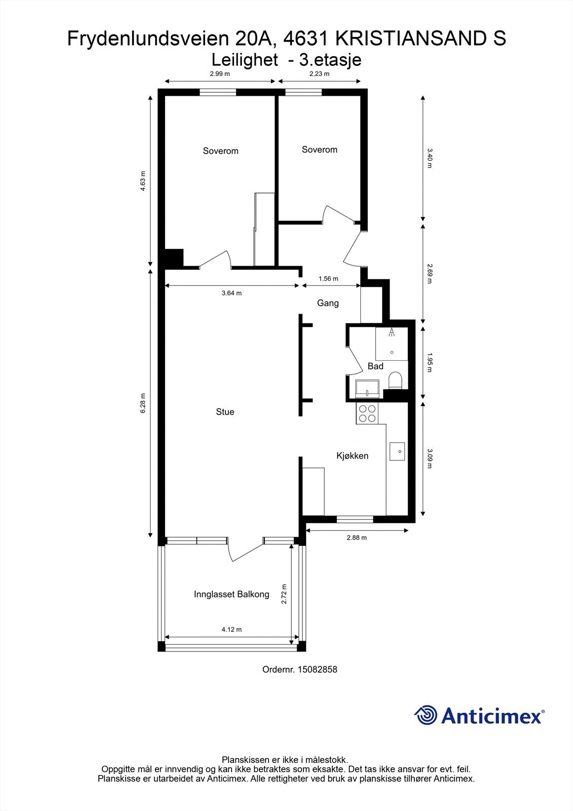 Plantegning - Leilighet i 3.etasje Galleribilde