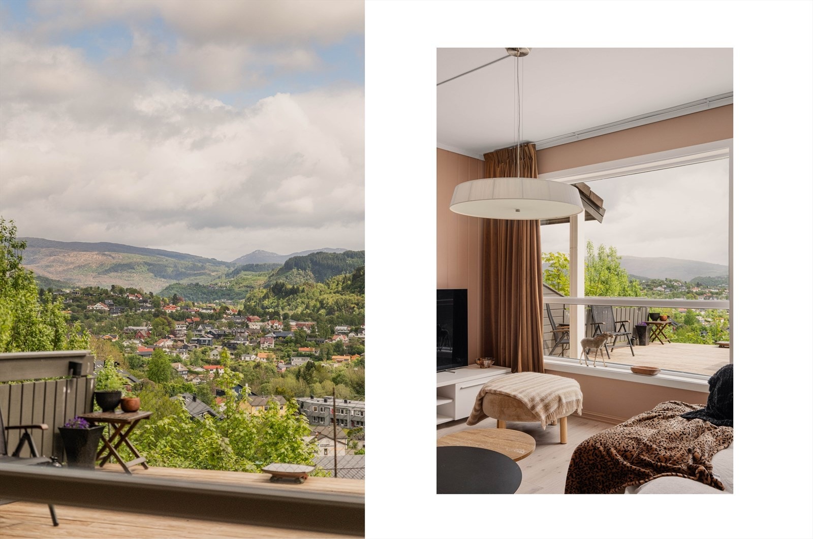 Utsikten over nærområdet kan nytes fra både stuen og terrassen. Galleribilde