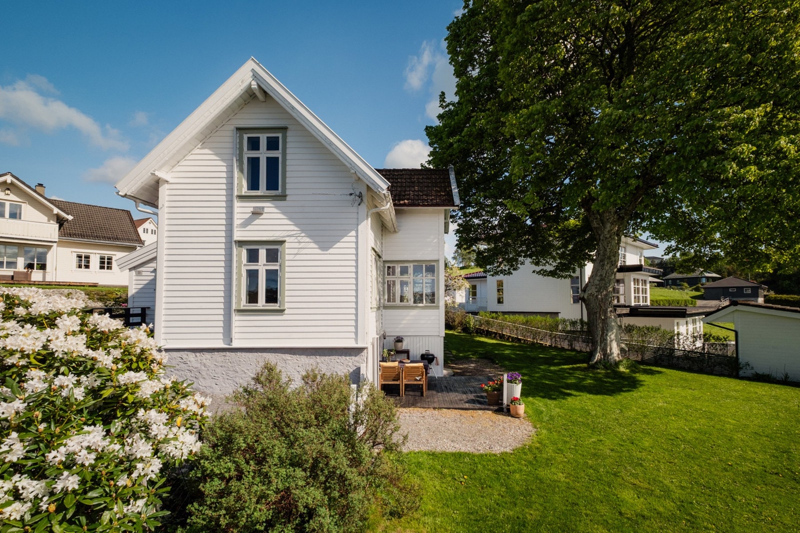 Frittliggende enebolig over to plan + underetasje. Bygget i 1909 og tilbygd på 1960-tallet. Yttervegger er utført i trekonstruksjoner med utvendig liggende
trekledning. Galleribilde