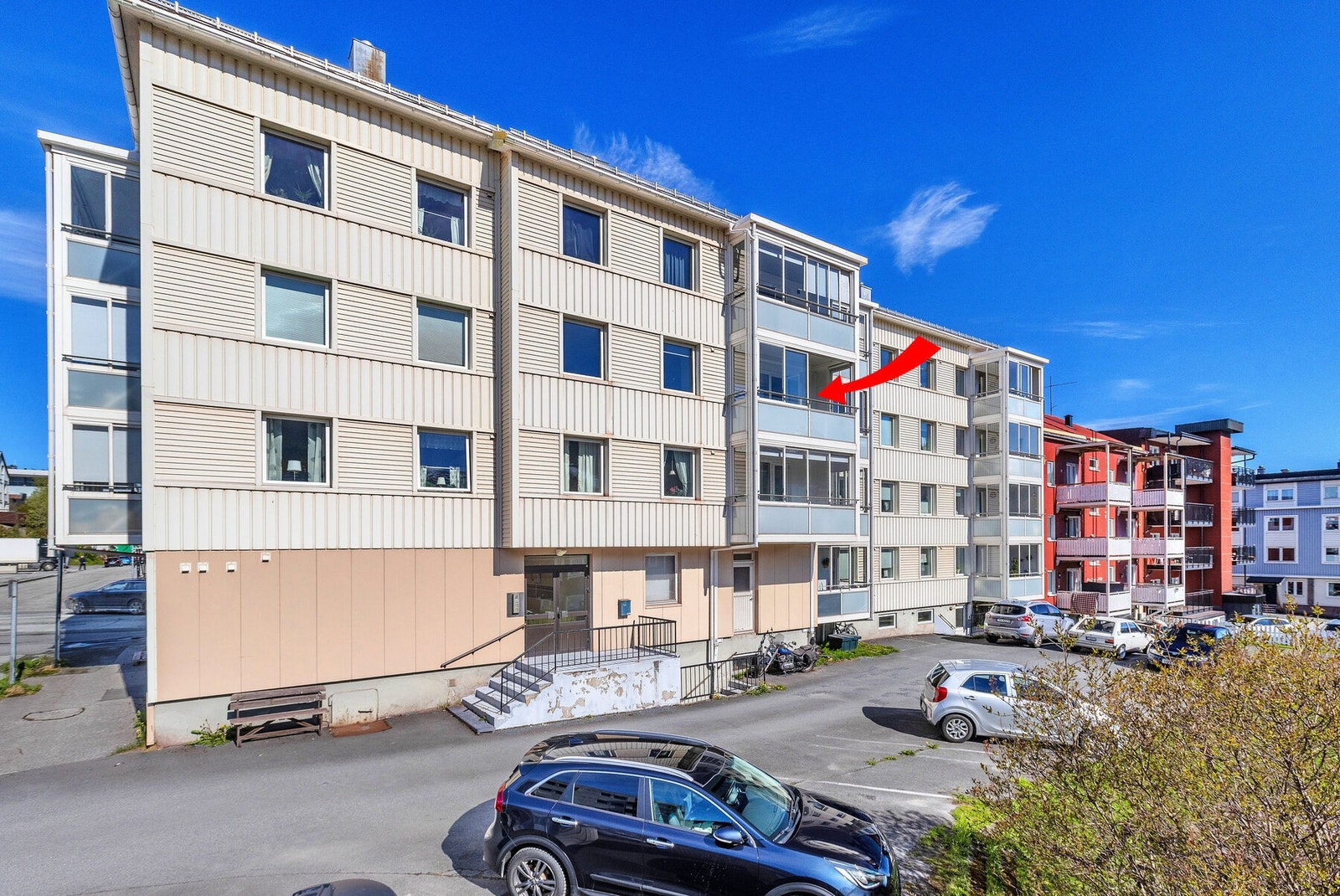 Oversikt over bygget med leilighetens plassering. Galleribilde
