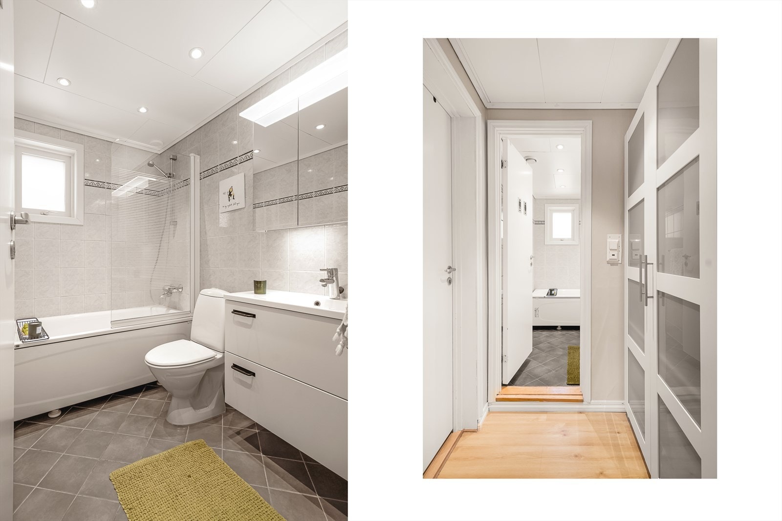 Badet måler 3,7m² og har varmekabler i gulv. Galleribilde