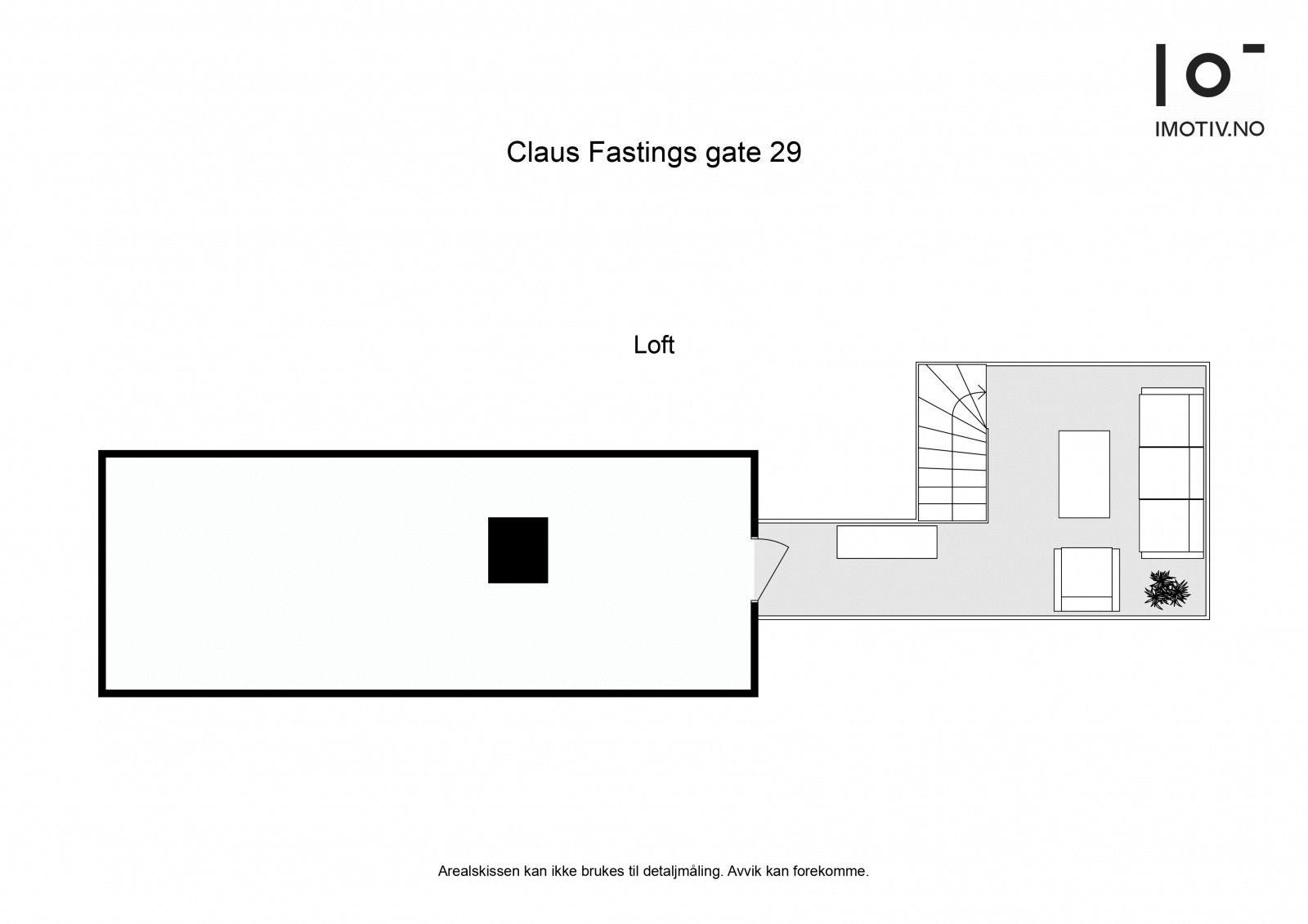 Plantegning takterrasse + lite lagringsloft. Galleribilde