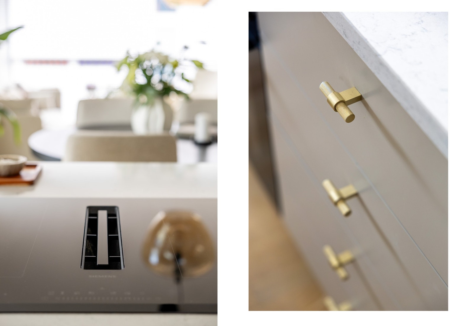 Modernisert kjøkken i italiensk design, type Varenna fra Poliform og benkeplate i Silestone. Galleribilde