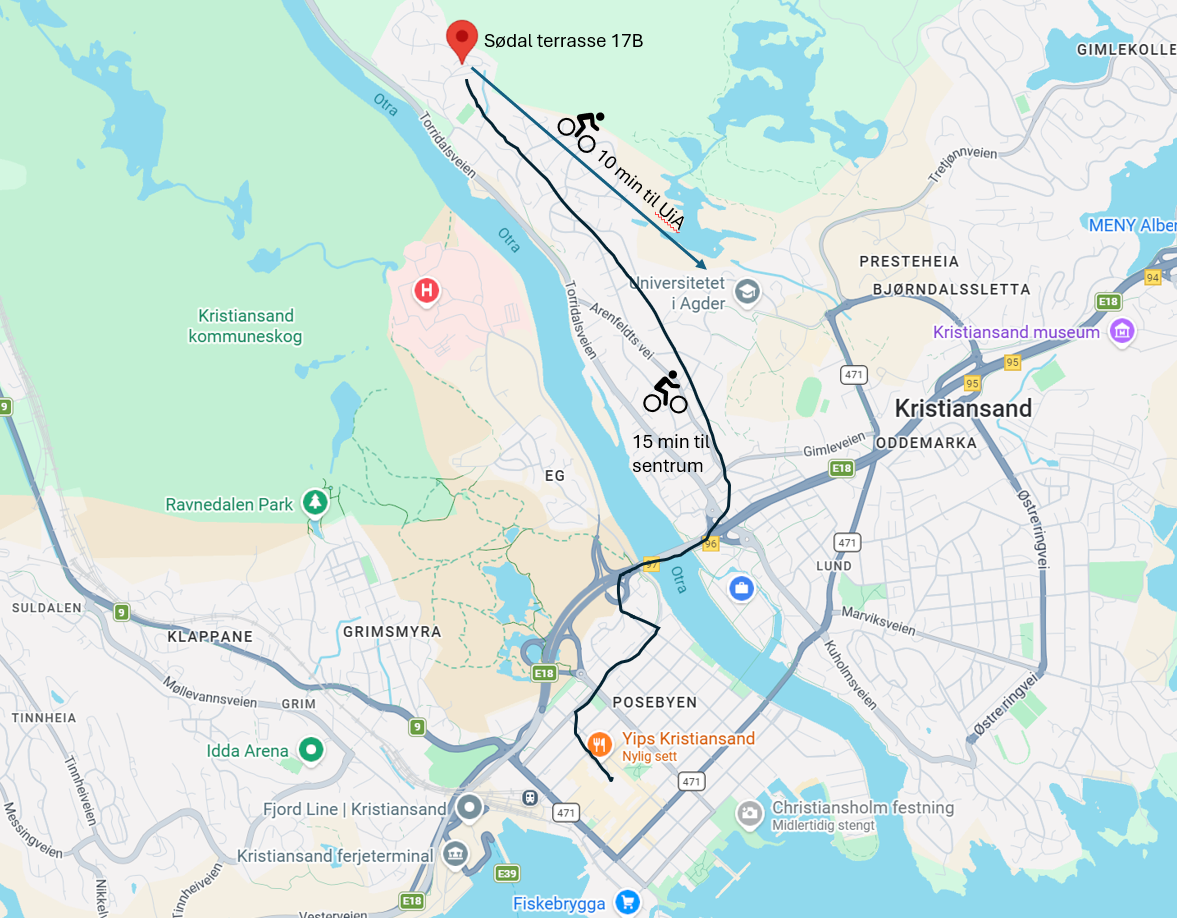 Kort vei til UiA og sentrum Galleribilde