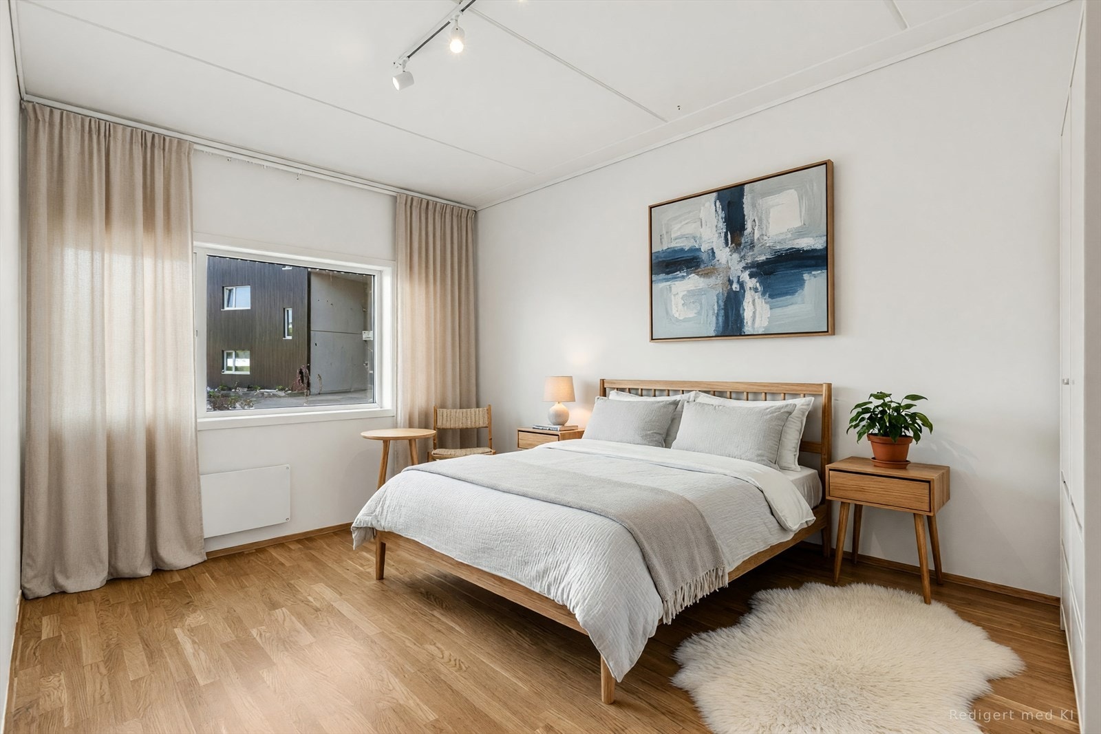 Hovedsoverommet er romslig og har en stor garderobe. (vi gjør oppmerksom på at bildet er digitalt møblert og at feil kan forekomme). Galleribilde