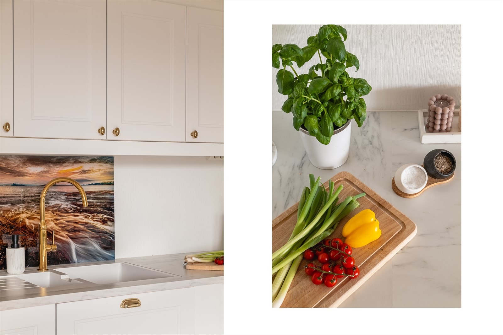 Kjøkkeninnredningen har profilerte fronter og benkeplate i laminat. Galleribilde