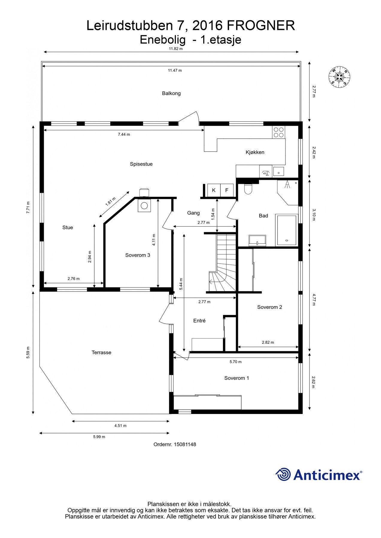 Vi legger plansissen for hovedetasjen her, slik at du kan orientere deg før vi går videre. Galleribilde