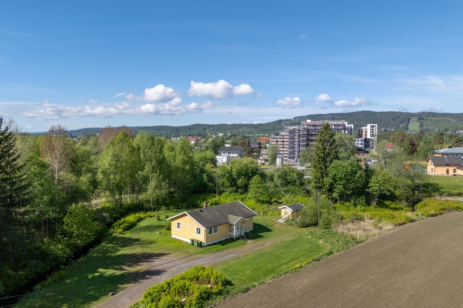 Skjermet beliggenhet omkranset av busker, beplantning og skogholt. Galleribilde