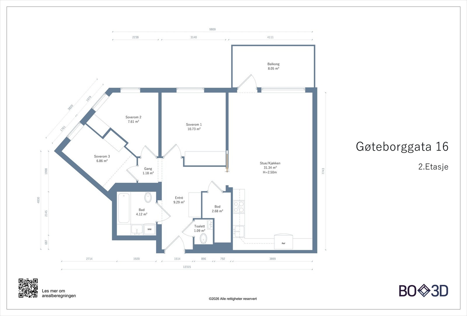 Plantegning for leiligheten. Galleribilde