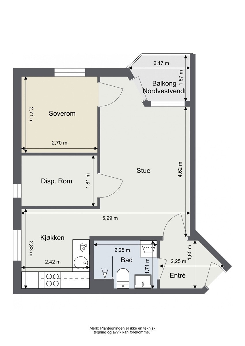 Plantegning. Skissen er ikke målbar og kun ment som illustrasjon. Galleribilde