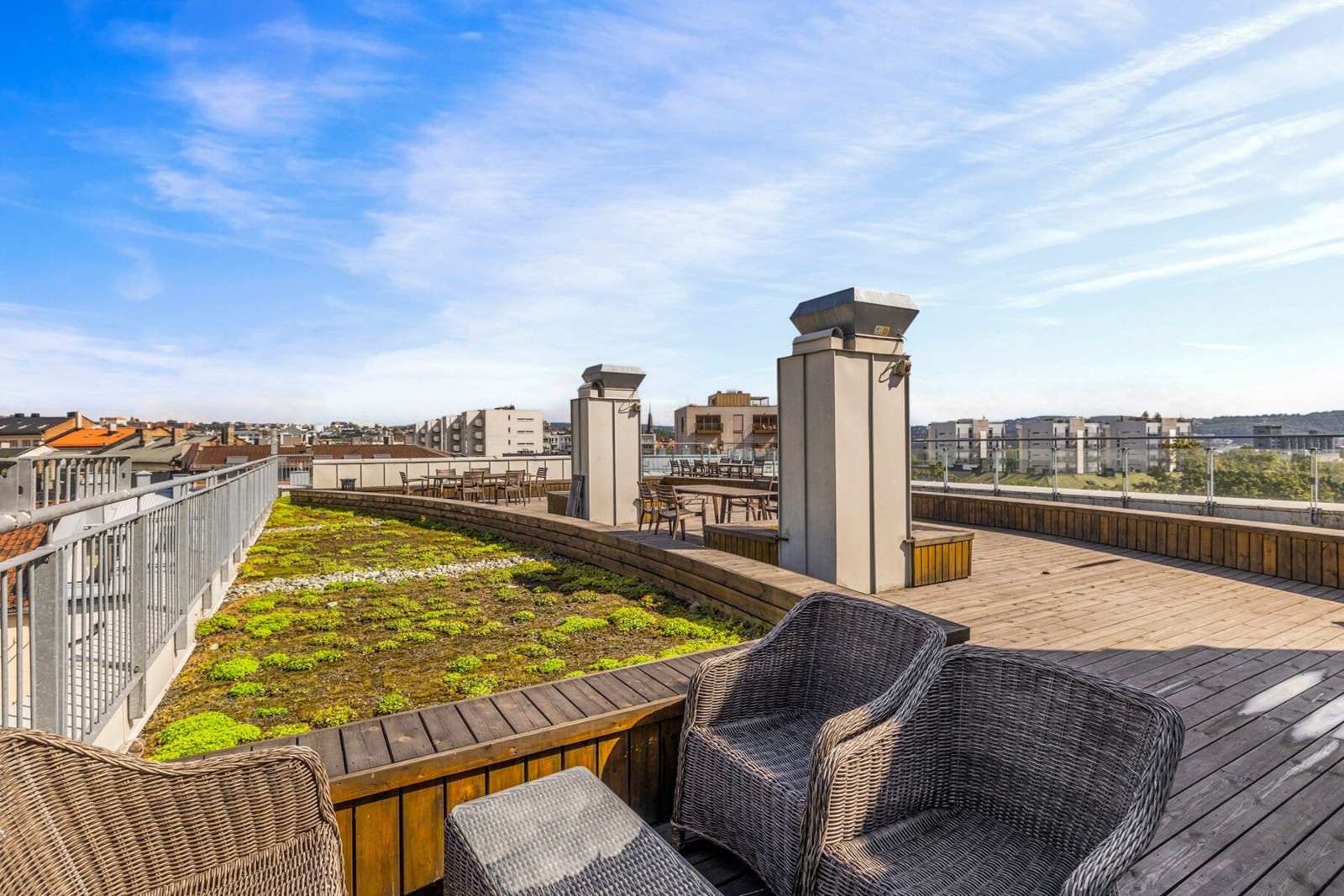 Stor felles takterrasse med fantastiske sol- og utsiktsforhold. Galleribilde