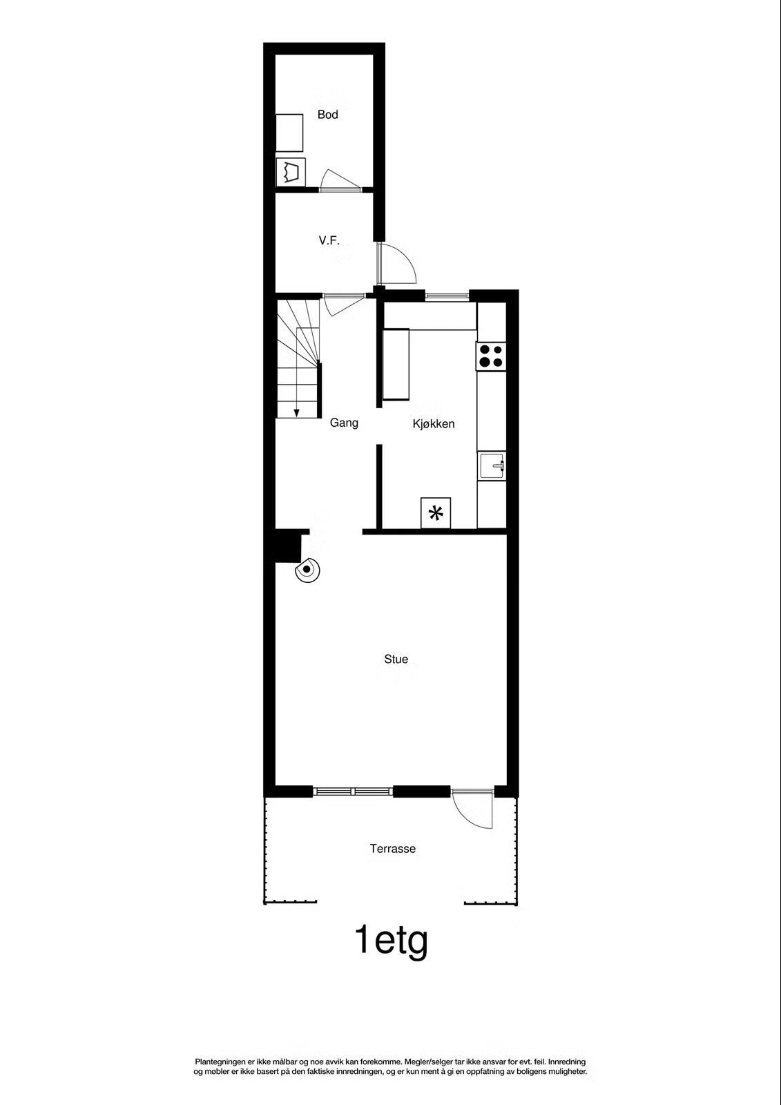 Plantegning Korshagen 20C 1 etg svart hvit.jpg Galleribilde