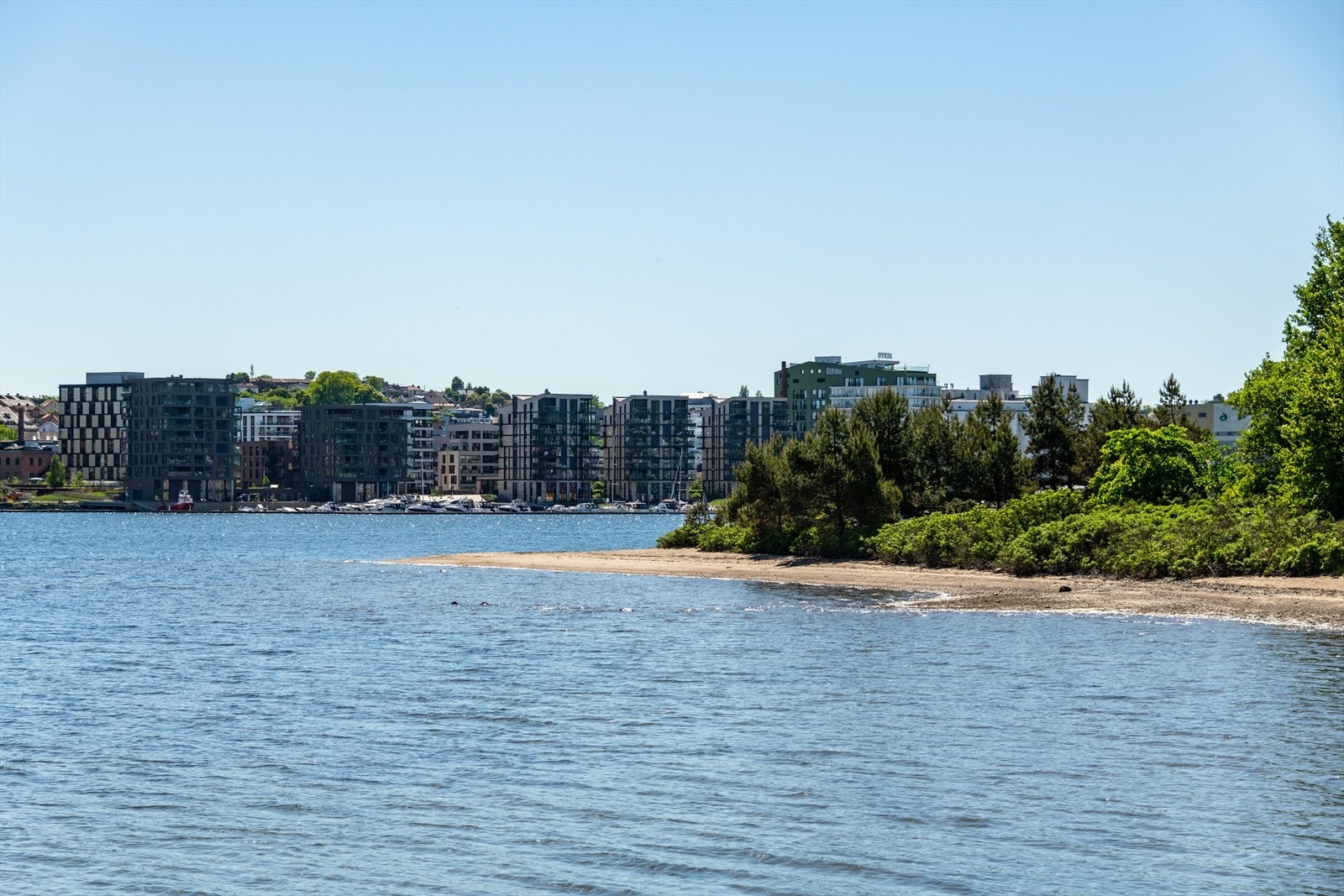 Utsikt mot sjøen med mulighet for å se aktivitet og båtliv. Galleribilde