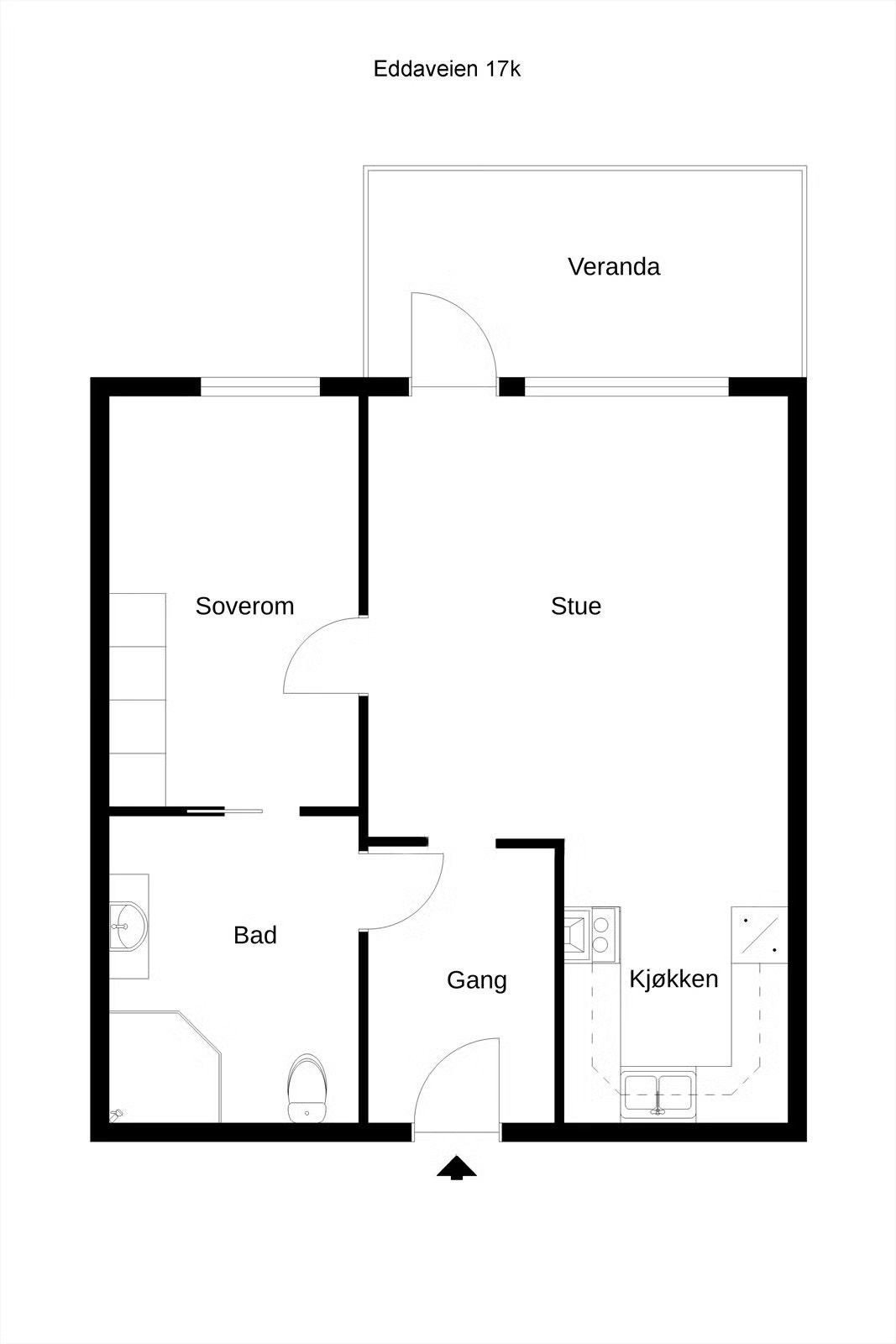 Fra stuen er det direkte utgang til egen veranda på ca. 6 m². Galleribilde