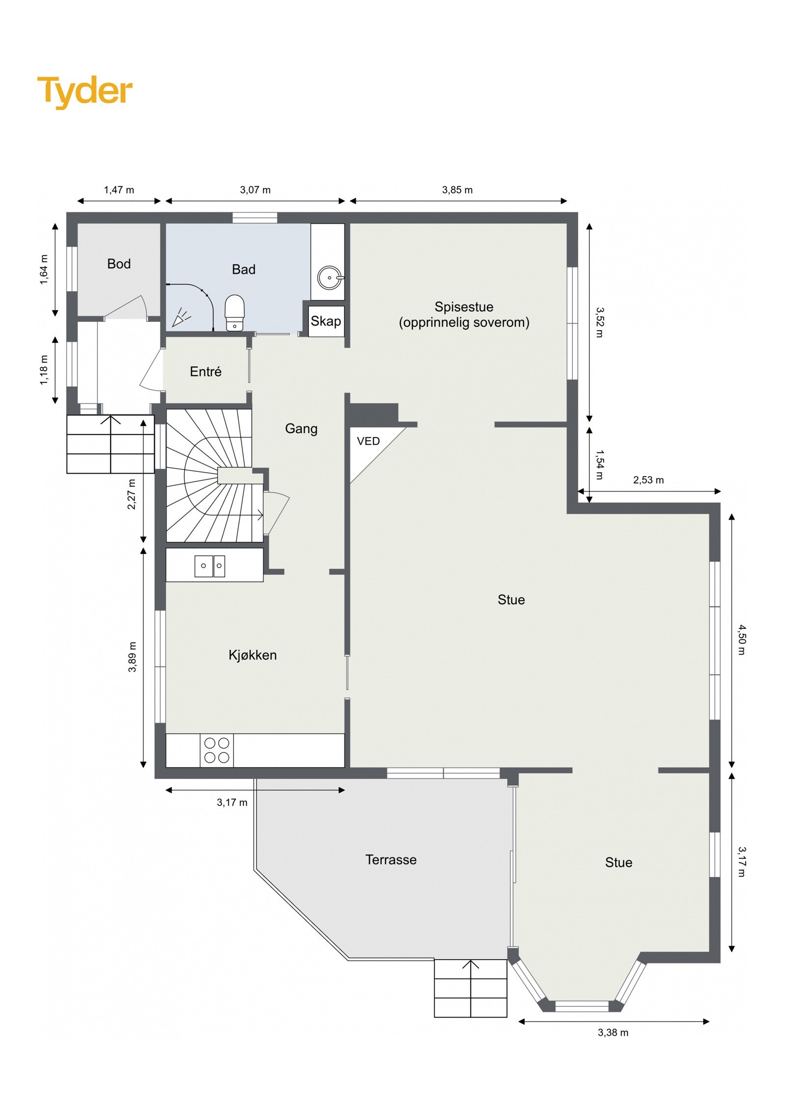 Planskisse 1. etasje Galleribilde