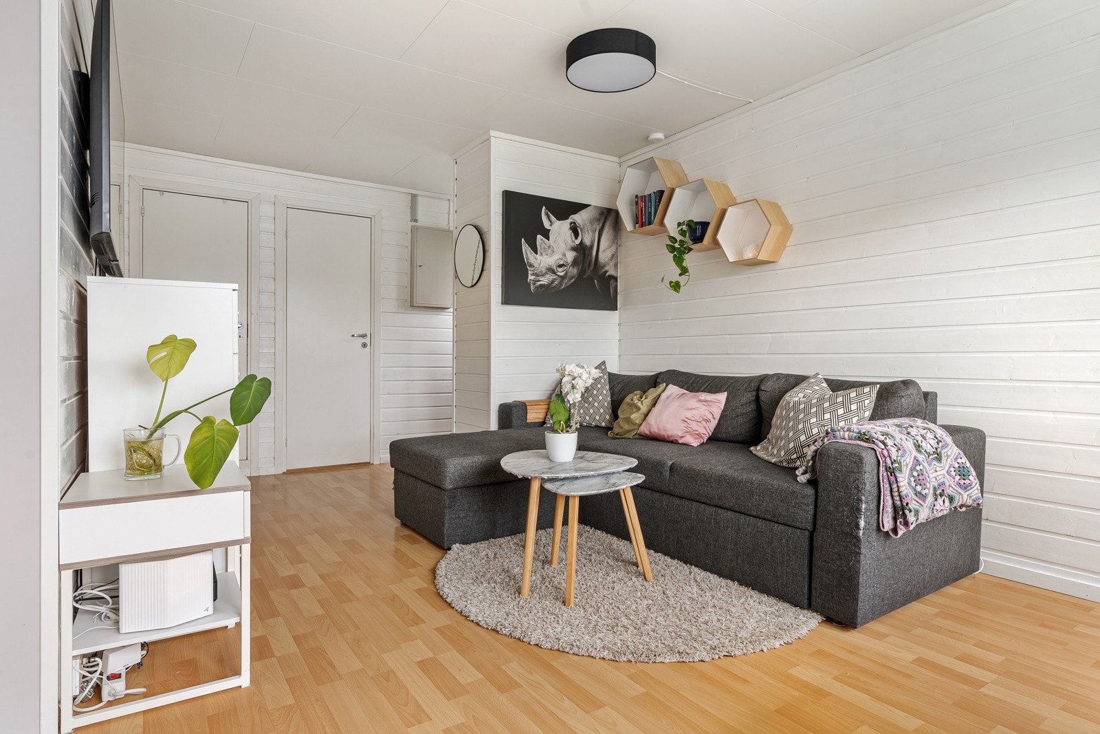 Plass til romslig i hjørnet.