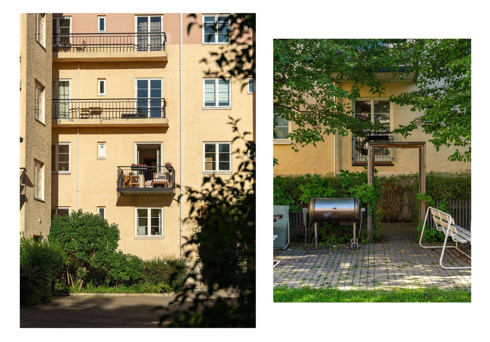 Bakgården er til beboernes disposisjon og egner seg for hyggelige stunder med venner og familie på varme sommerdager, enten det er til grilling eller avslappende stunder. Galleribilde